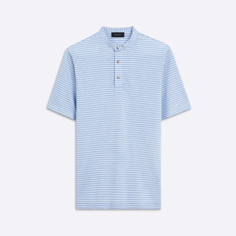 Striped Short Sleeve Henley made by Bugatchi