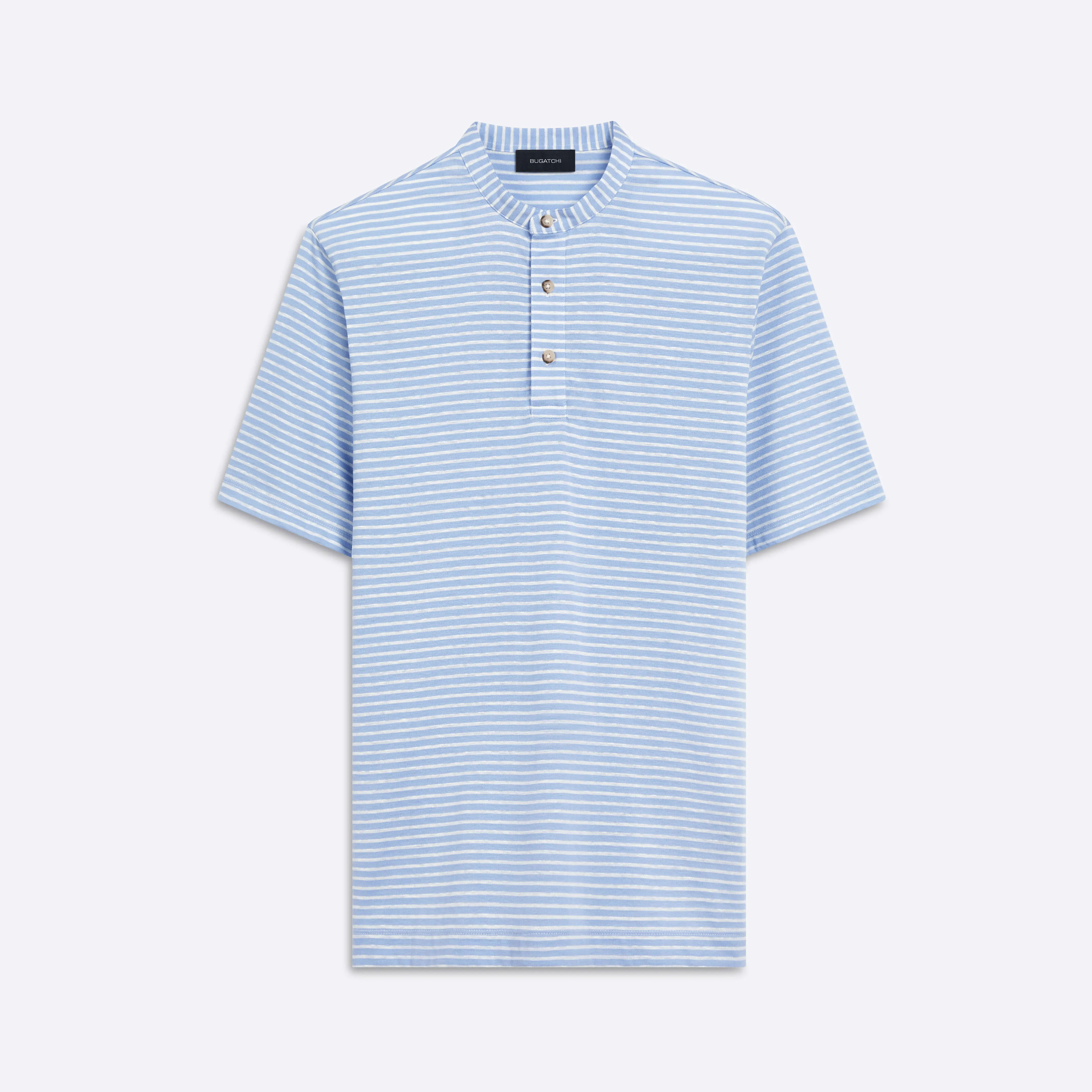 Striped Short Sleeve Henley sold by Bugatchi