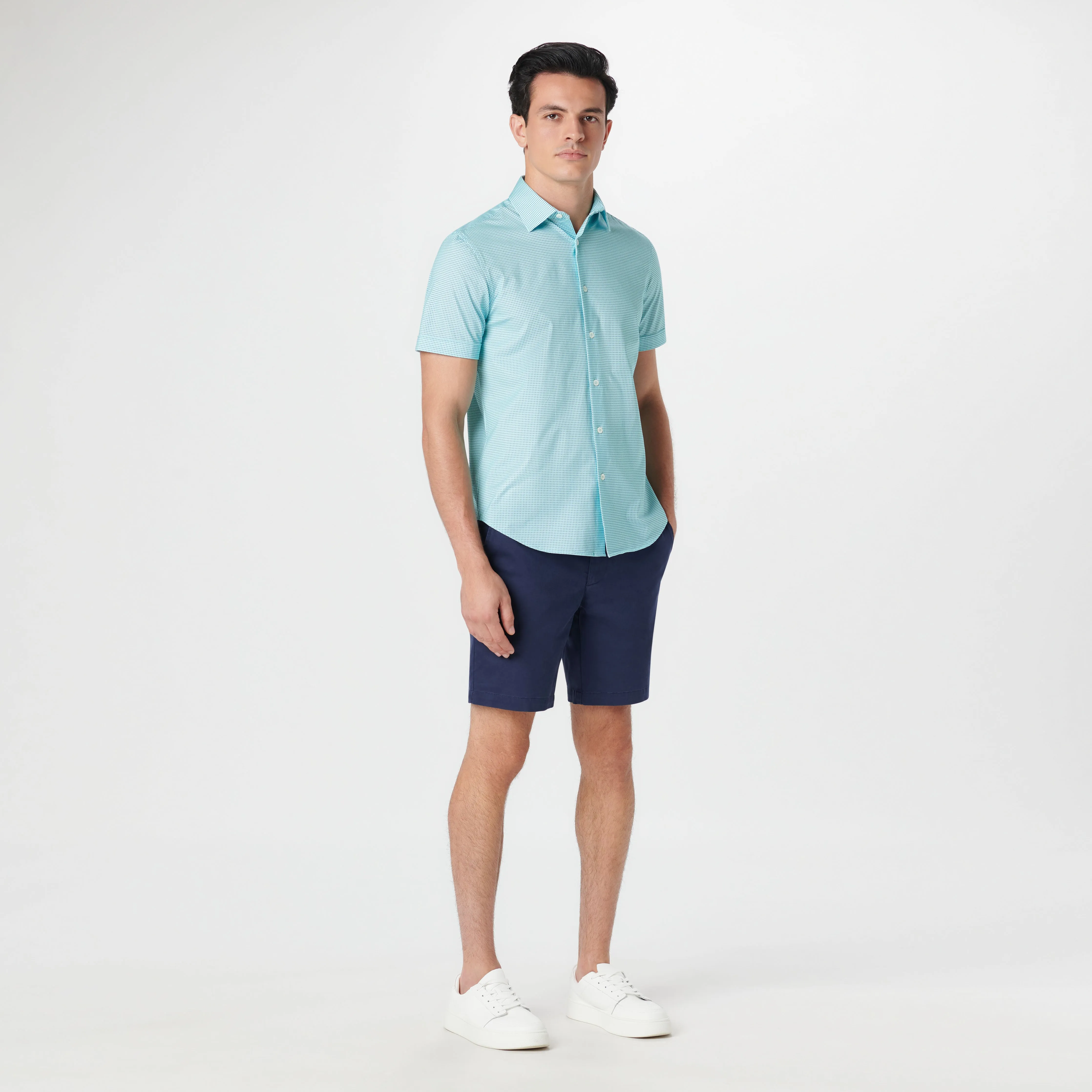 Miles Pin Dot OoohCotton Short Sleeve Shirt sold by Bugatchi product image thumbnail 5