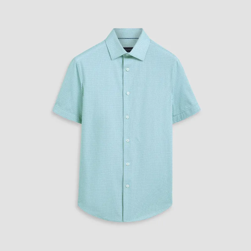 Miles Pin Dot OoohCotton Short Sleeve Shirt sold by Bugatchi