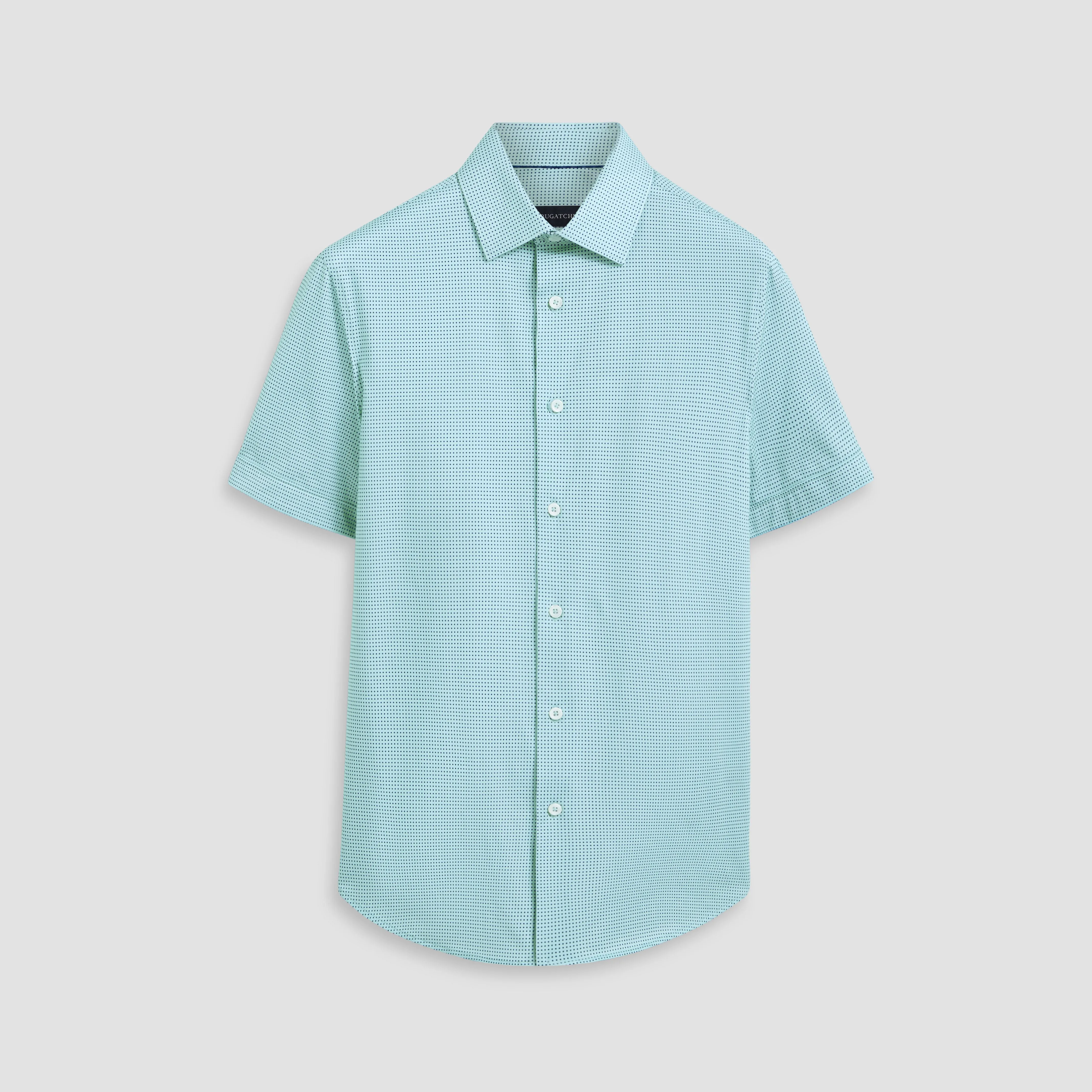 Miles Pin Dot OoohCotton Short Sleeve Shirt sold by Bugatchi