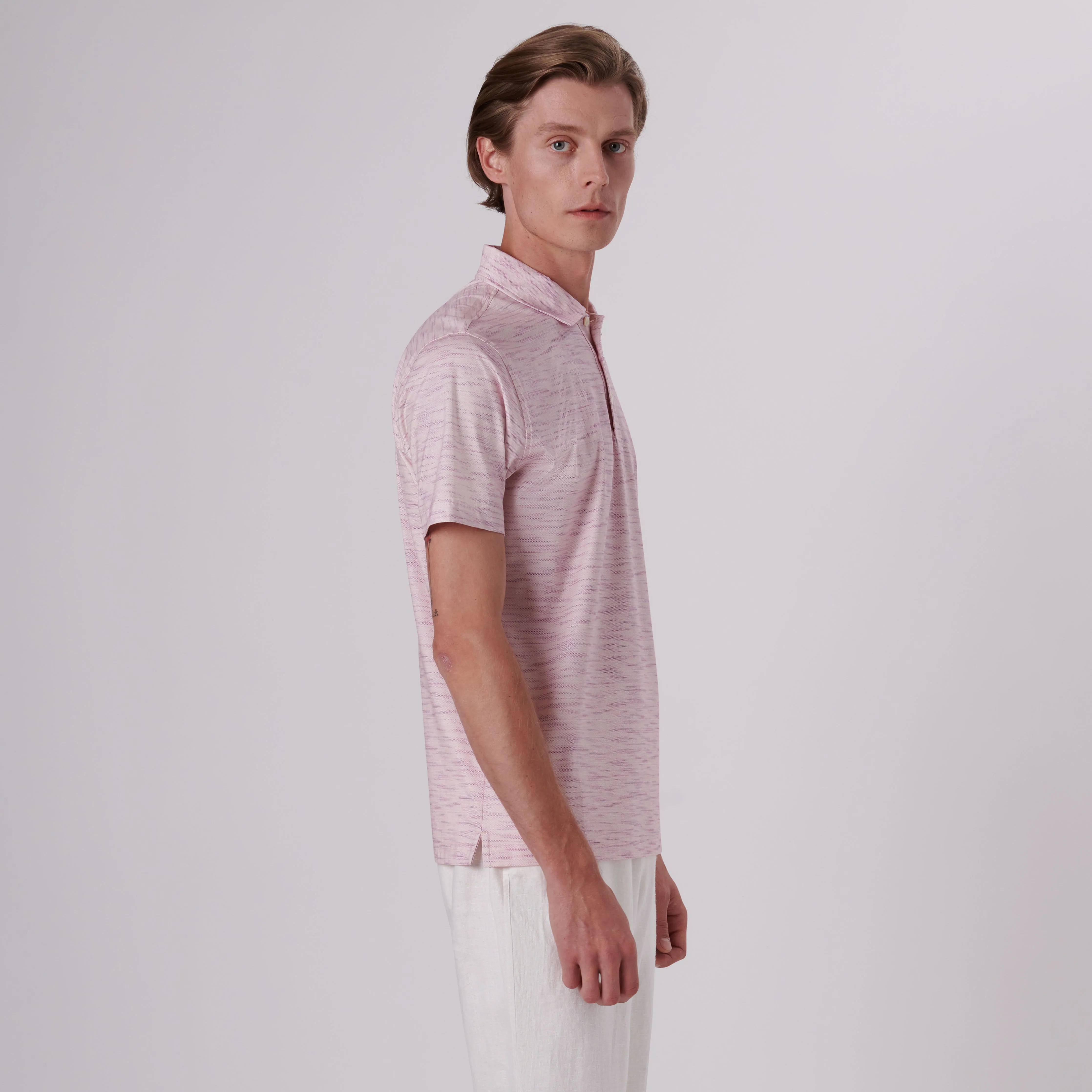 Victor Striated Print OoohCotton Polo sold by Bugatchi product image thumbnail 3