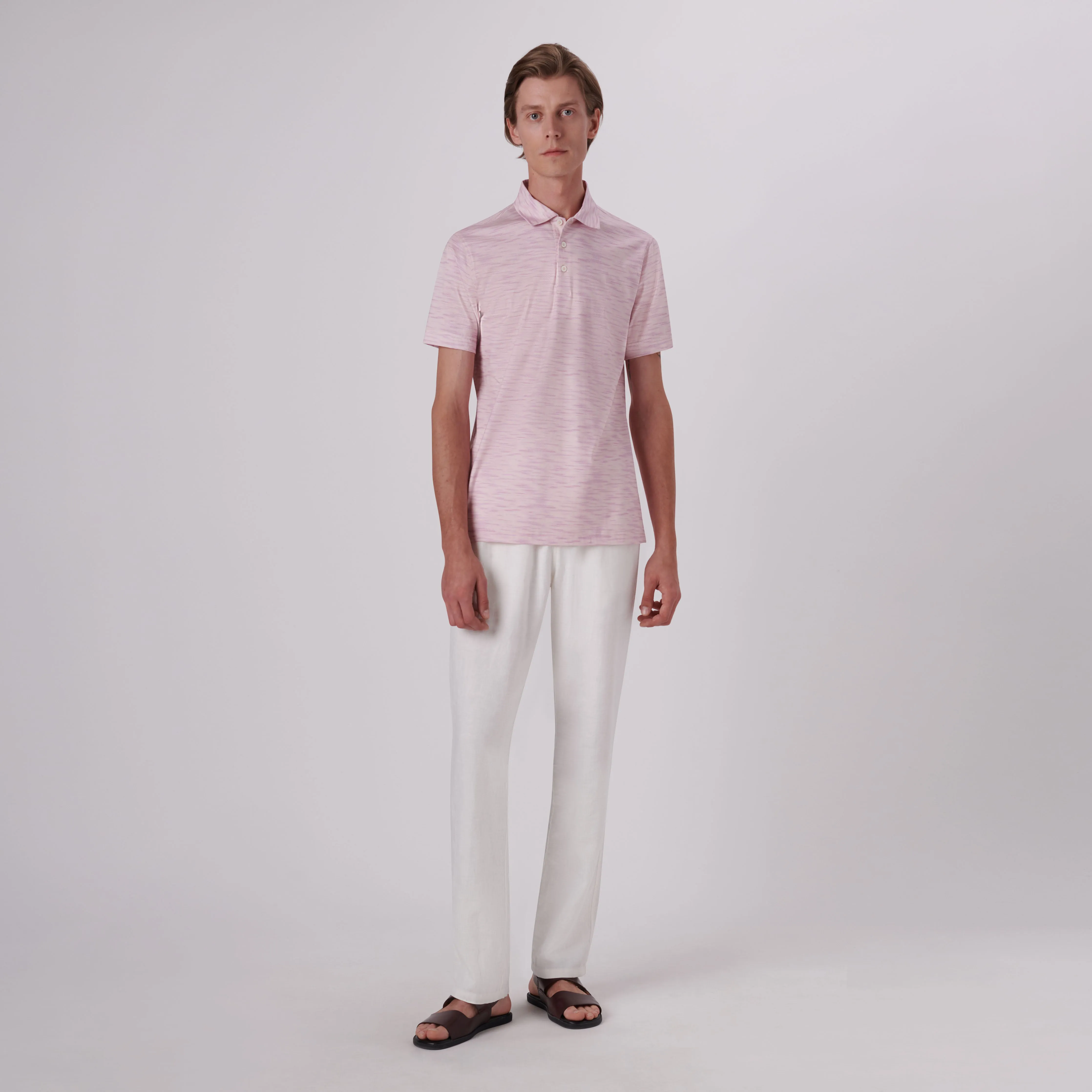 Victor Striated Print OoohCotton Polo sold by Bugatchi product image thumbnail 5
