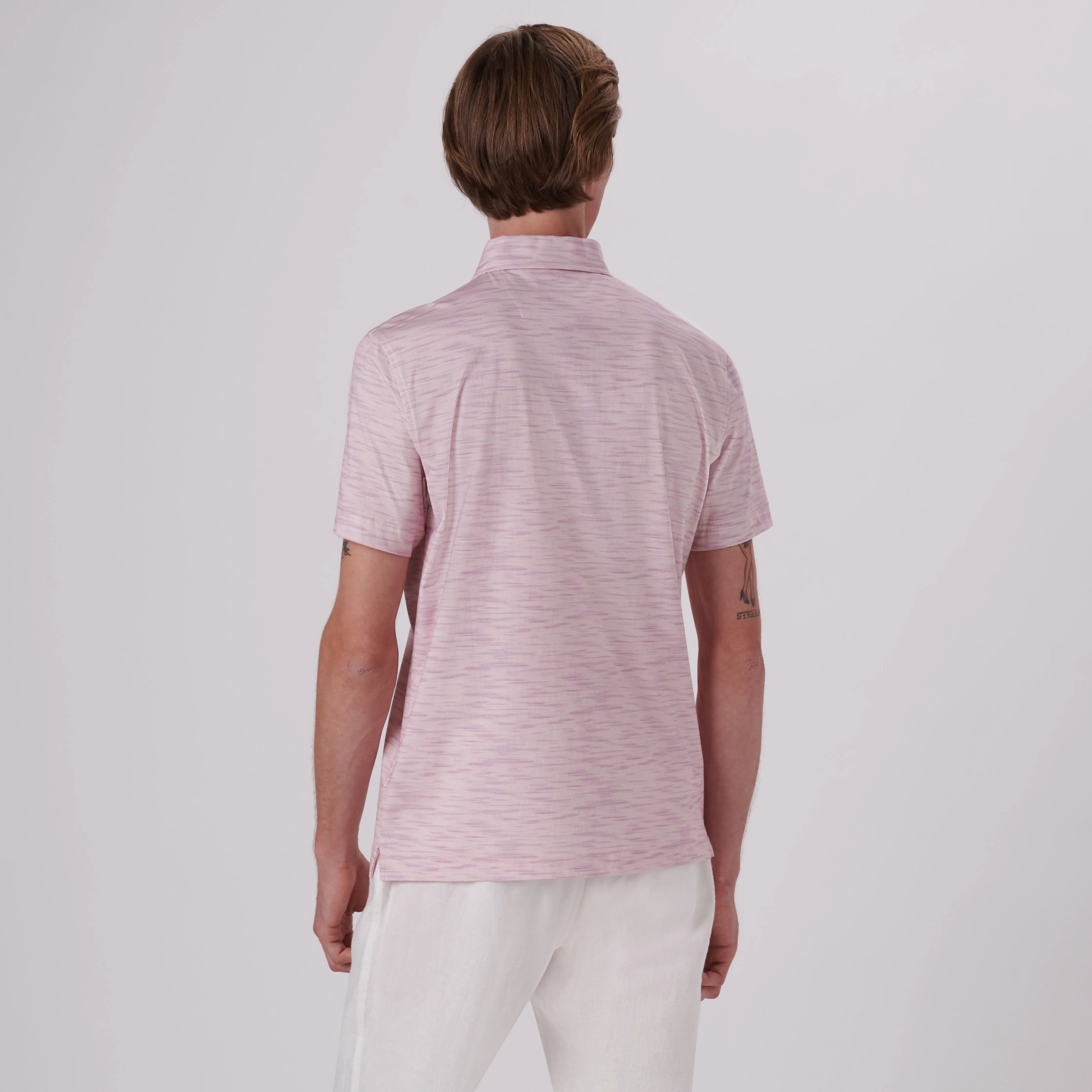 Victor Striated Print OoohCotton Polo sold by Bugatchi product image thumbnail 4
