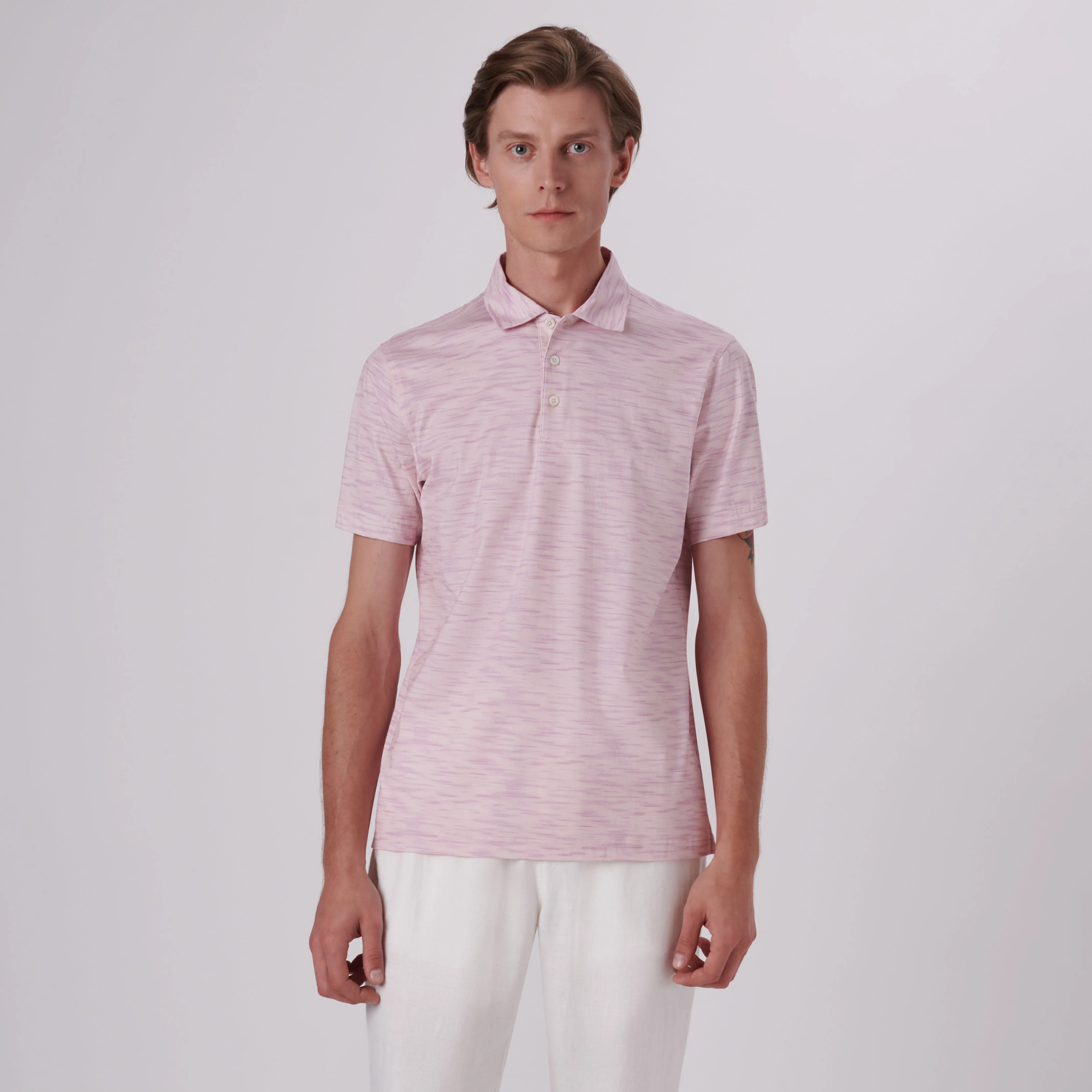 Victor Striated Print OoohCotton Polo sold by Bugatchi product image thumbnail 2