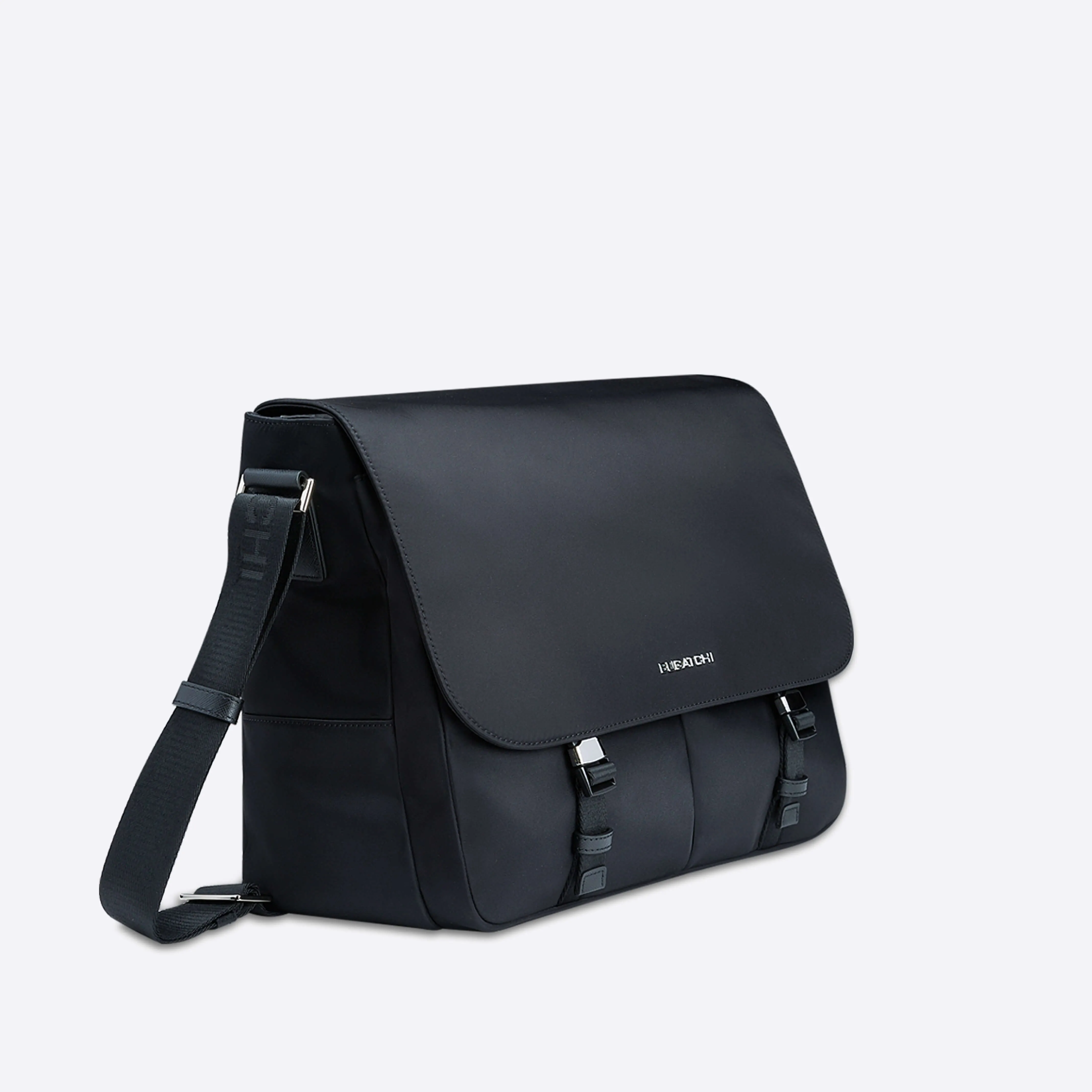 Nylon Messenger Bag with Leather Trim sold by Bugatchi product image thumbnail 3