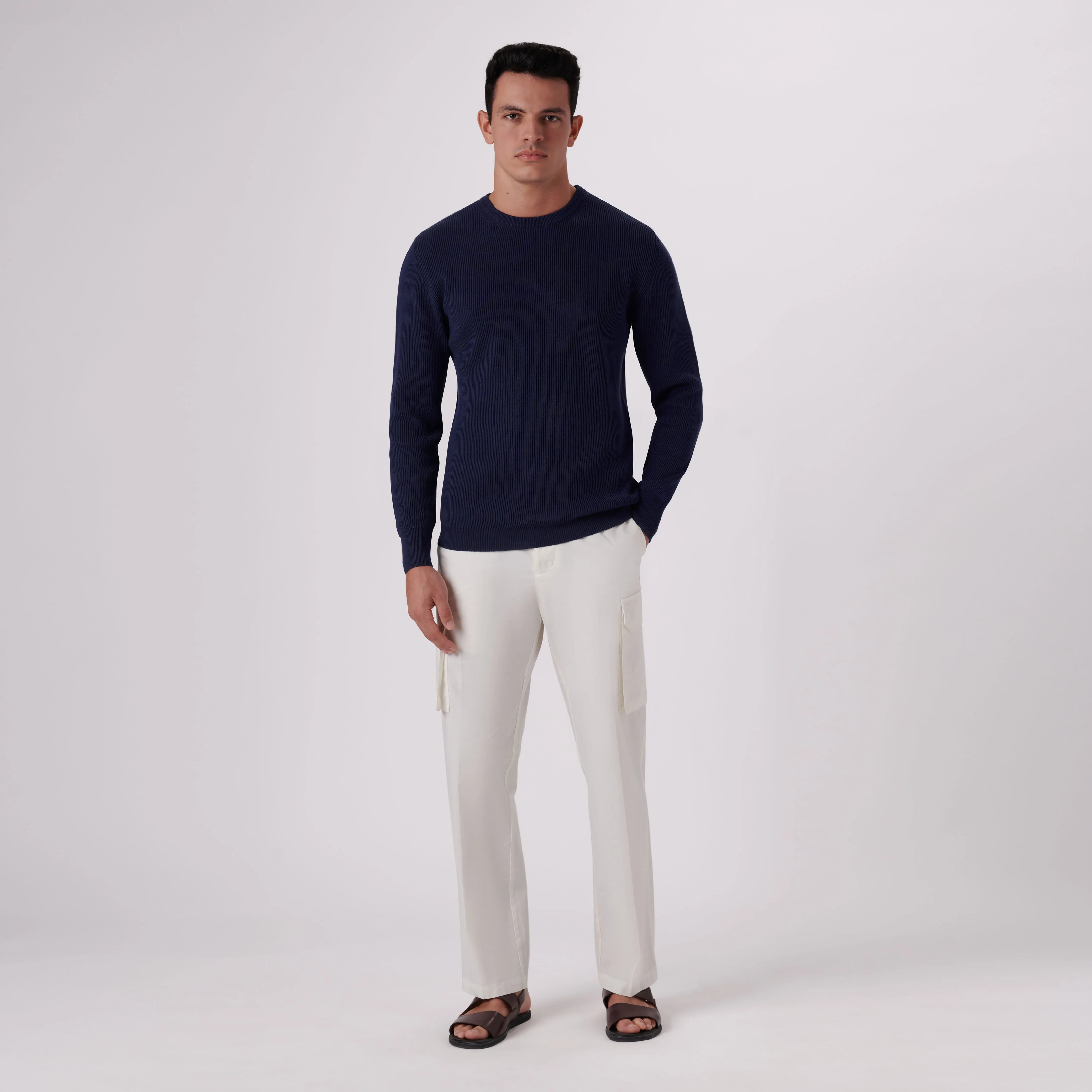 Rib Knit Crew Neck Sweater sold by Bugatchi product image thumbnail 5