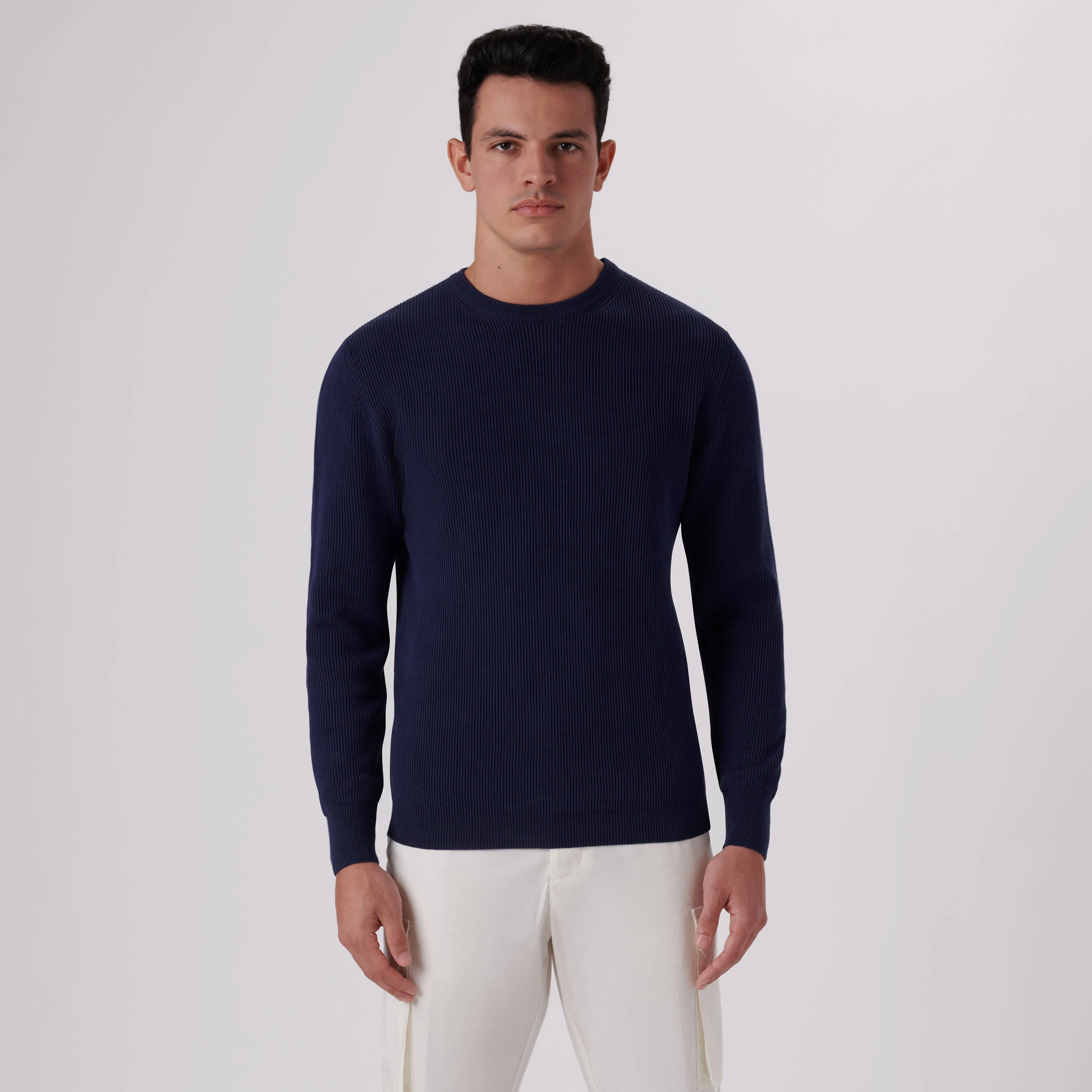 Rib Knit Crew Neck Sweater sold by Bugatchi product image thumbnail 2