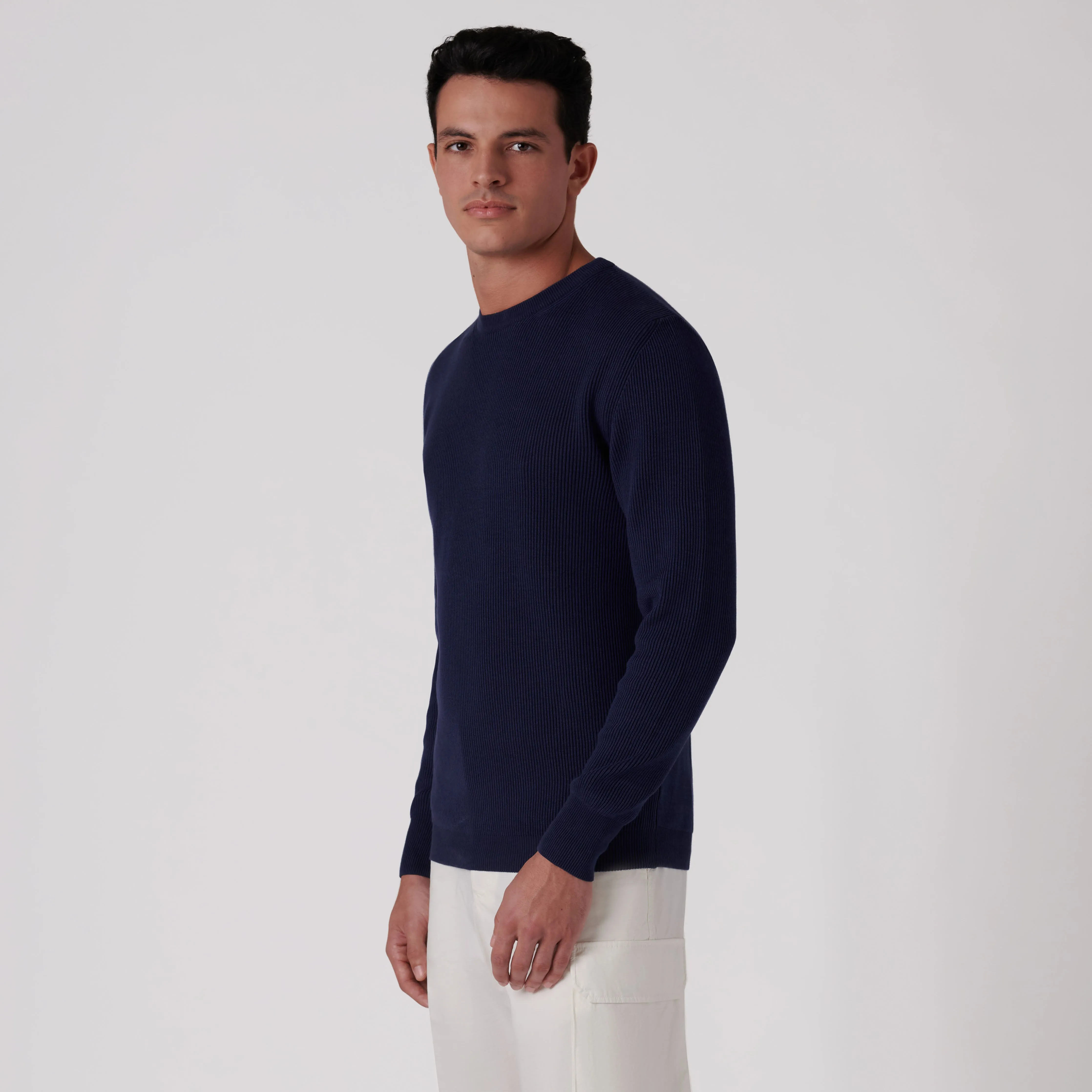 Rib Knit Crew Neck Sweater sold by Bugatchi product image thumbnail 3