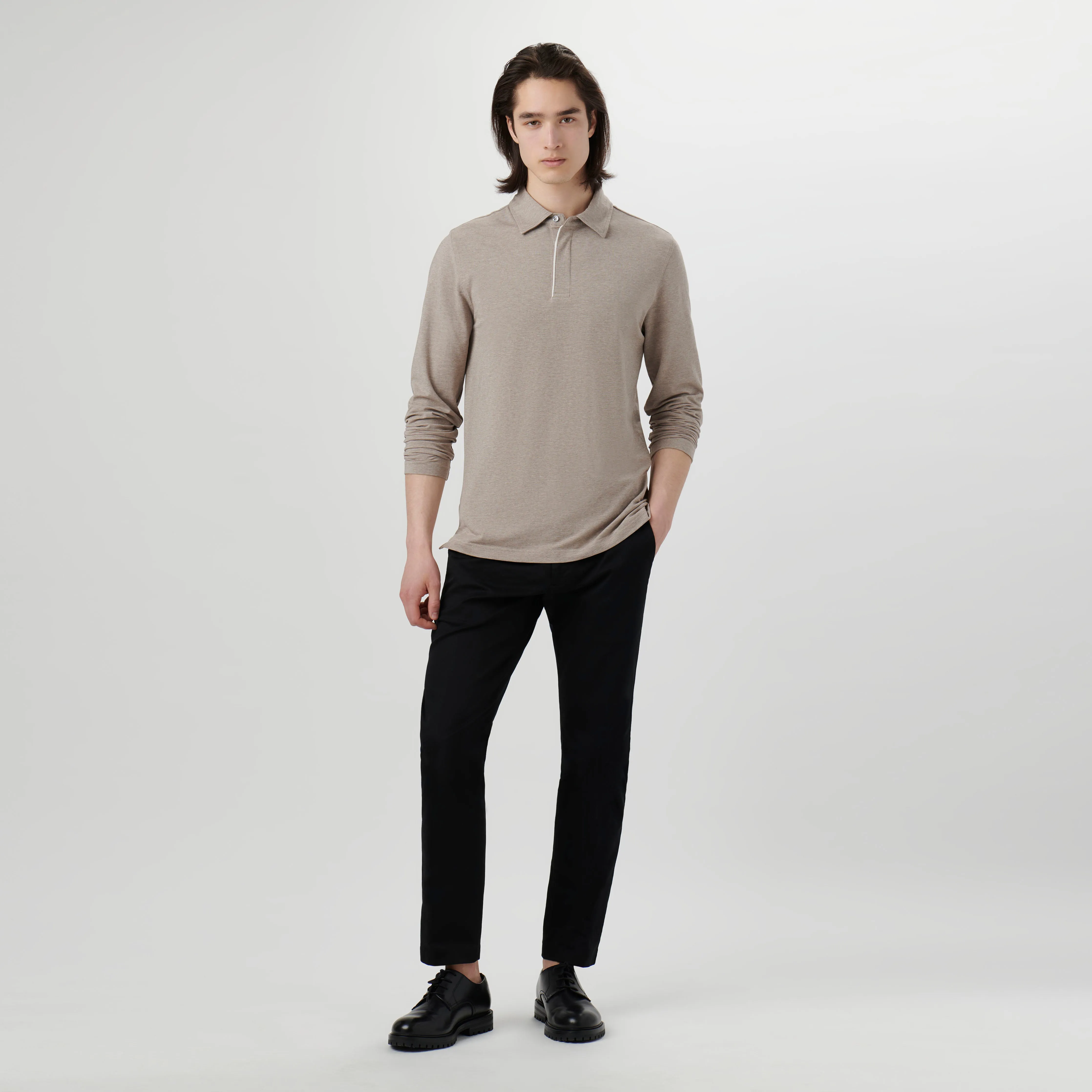 Long-sleeved Polo Shirt sold by Bugatchi product image thumbnail 5