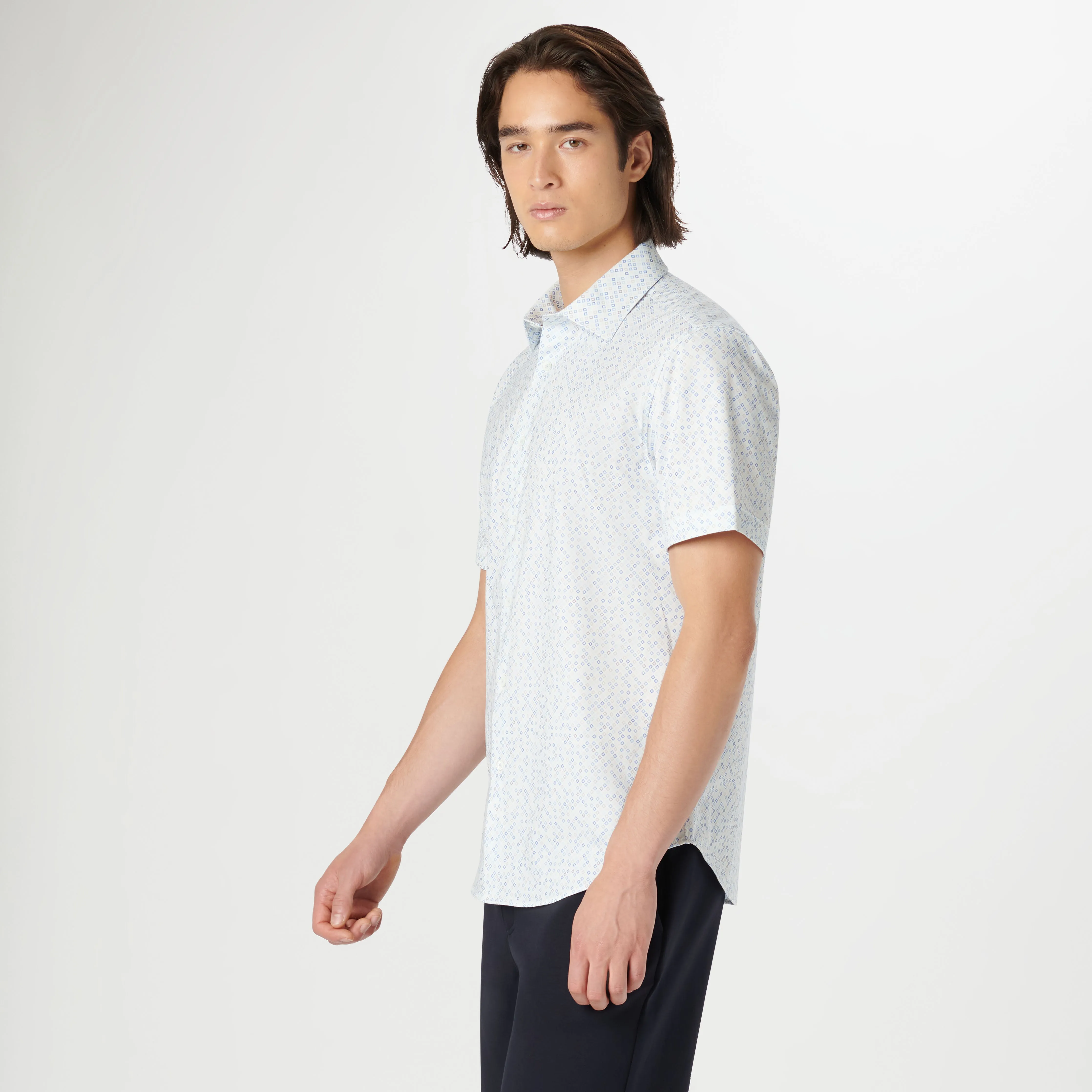 Miles Geometric OoohCotton Short Sleeve Shirt sold by Bugatchi product image thumbnail 3