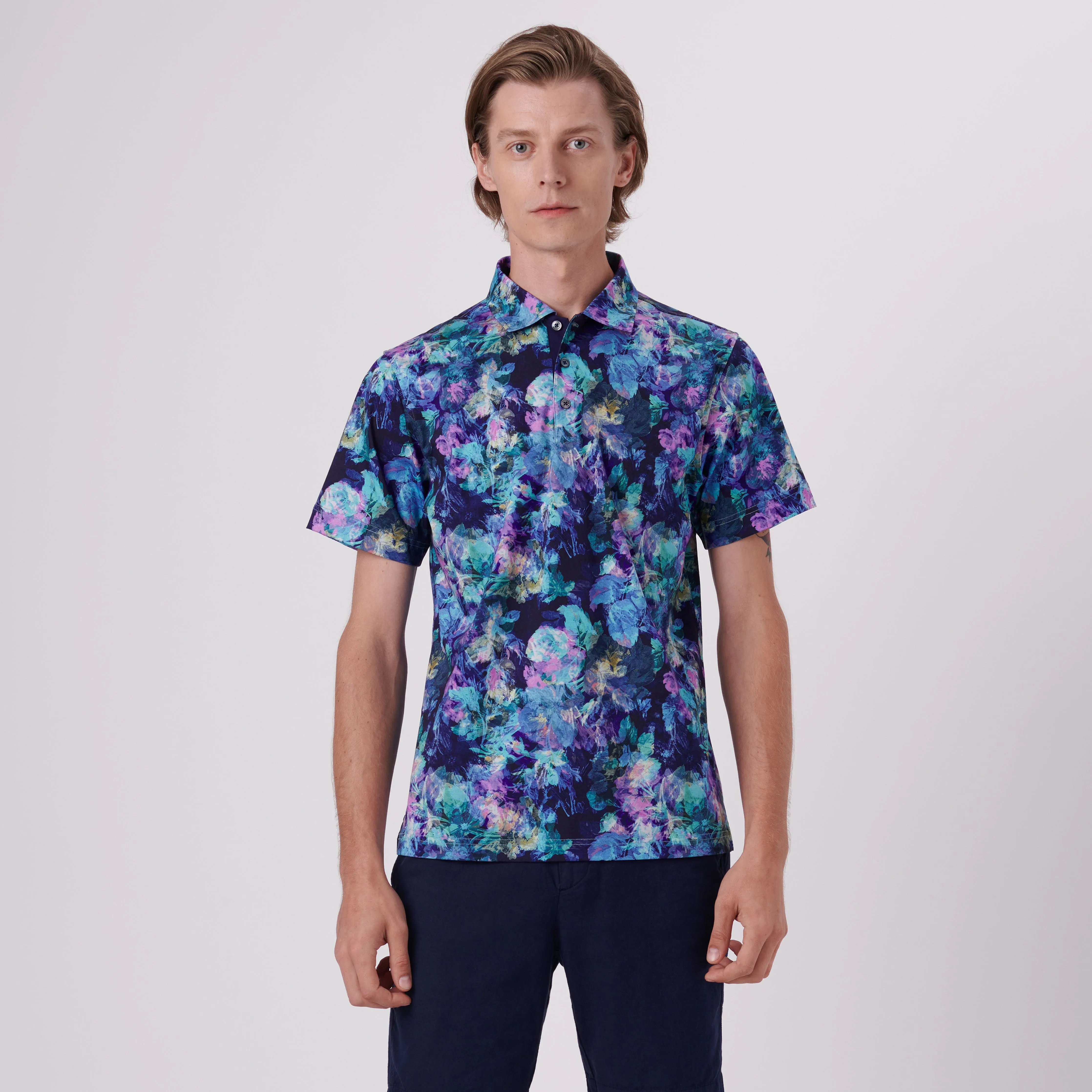 Hendrix Floral Print Polo Shirt sold by Bugatchi product image thumbnail 2
