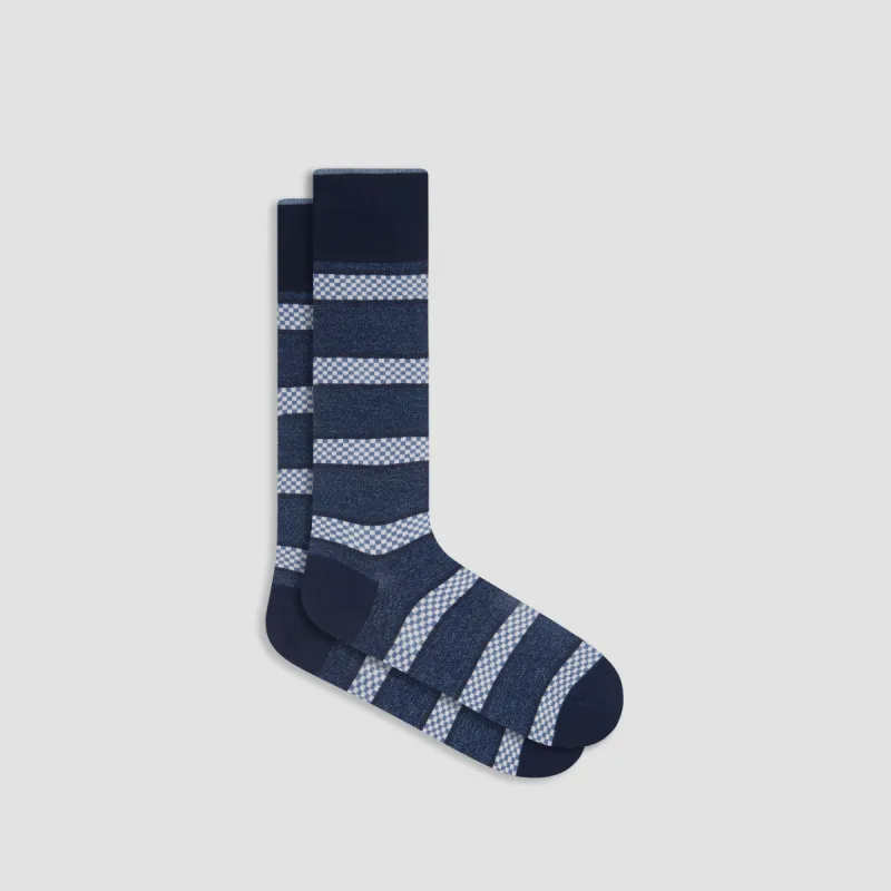 Checkerboard Stripe Mid-Calf Socks sold by Bugatchi