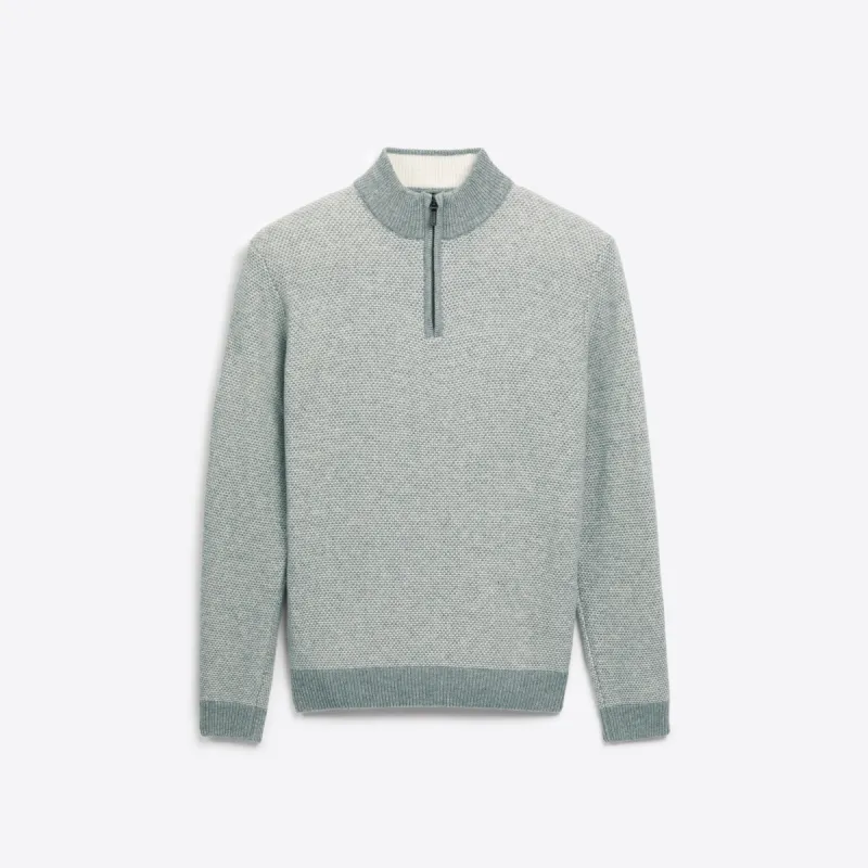 Bird's Eye Quarter Zip Mock Neck Sweater sold by Bugatchi