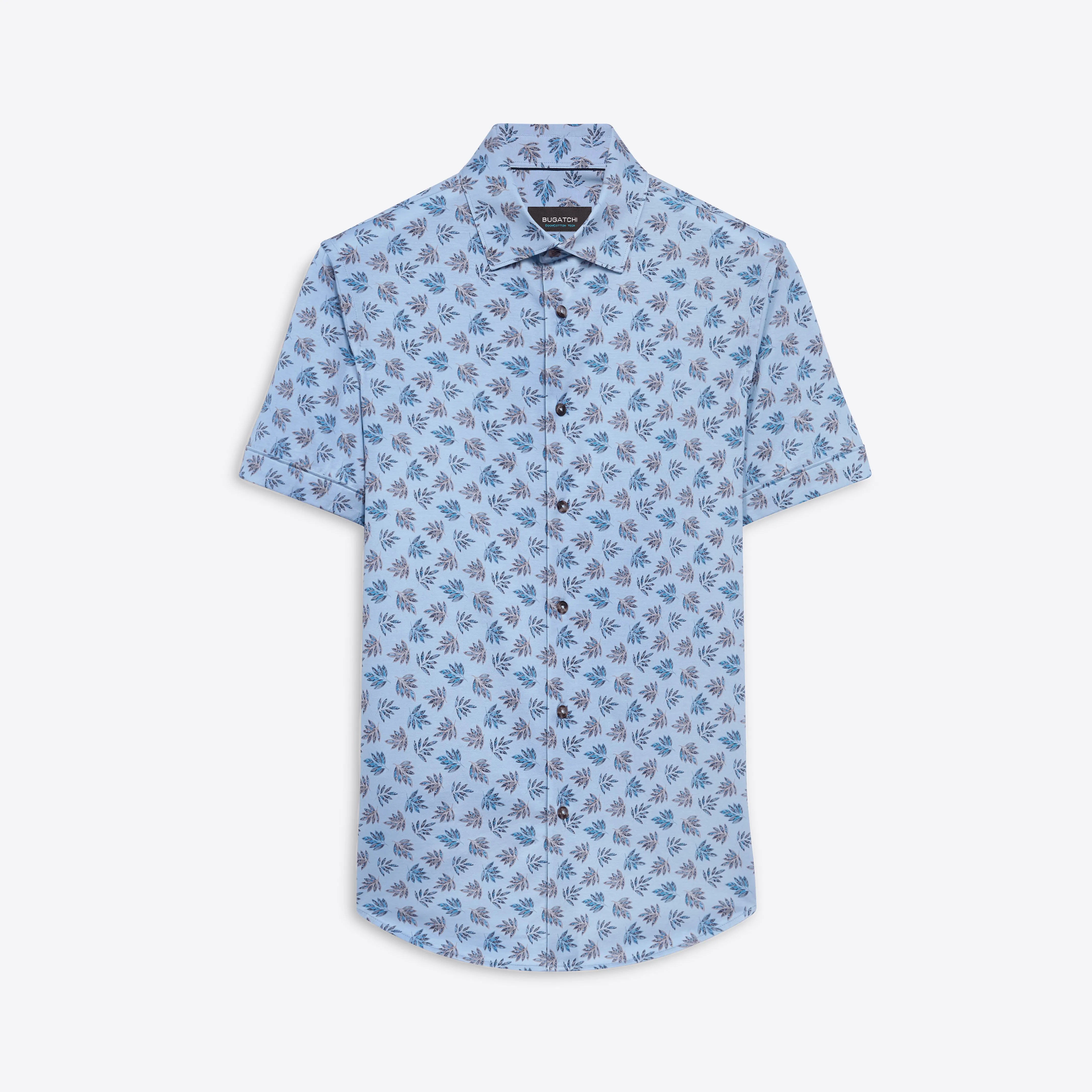 MILES Leaf Print OoohCotton Short Sleeve Shirt sold by Bugatchi