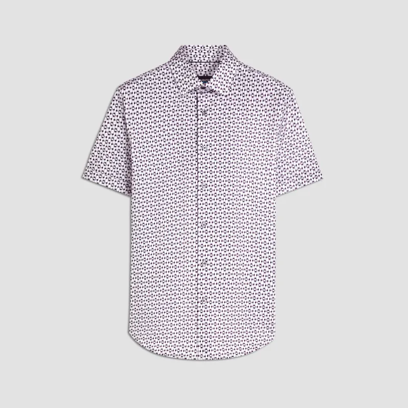 Miles Geometric Print OoohCotton Short Sleeve Shirt sold by Bugatchi