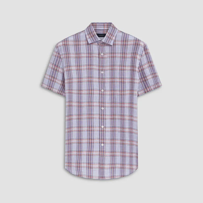 Orson Plaid Check Short Sleeve Linen Shirt sold by Bugatchi