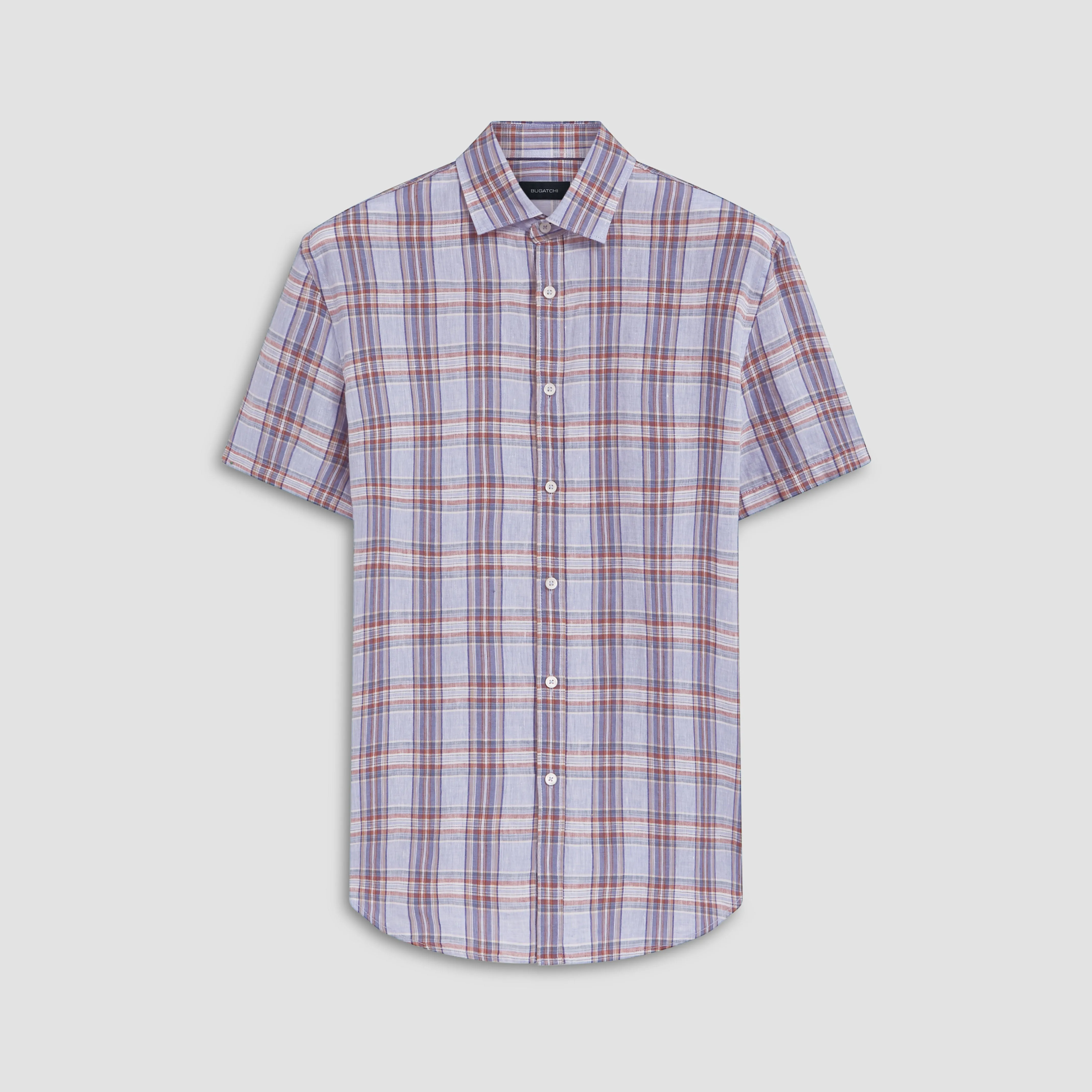 Orson Plaid Check Short Sleeve Linen Shirt sold by Bugatchi