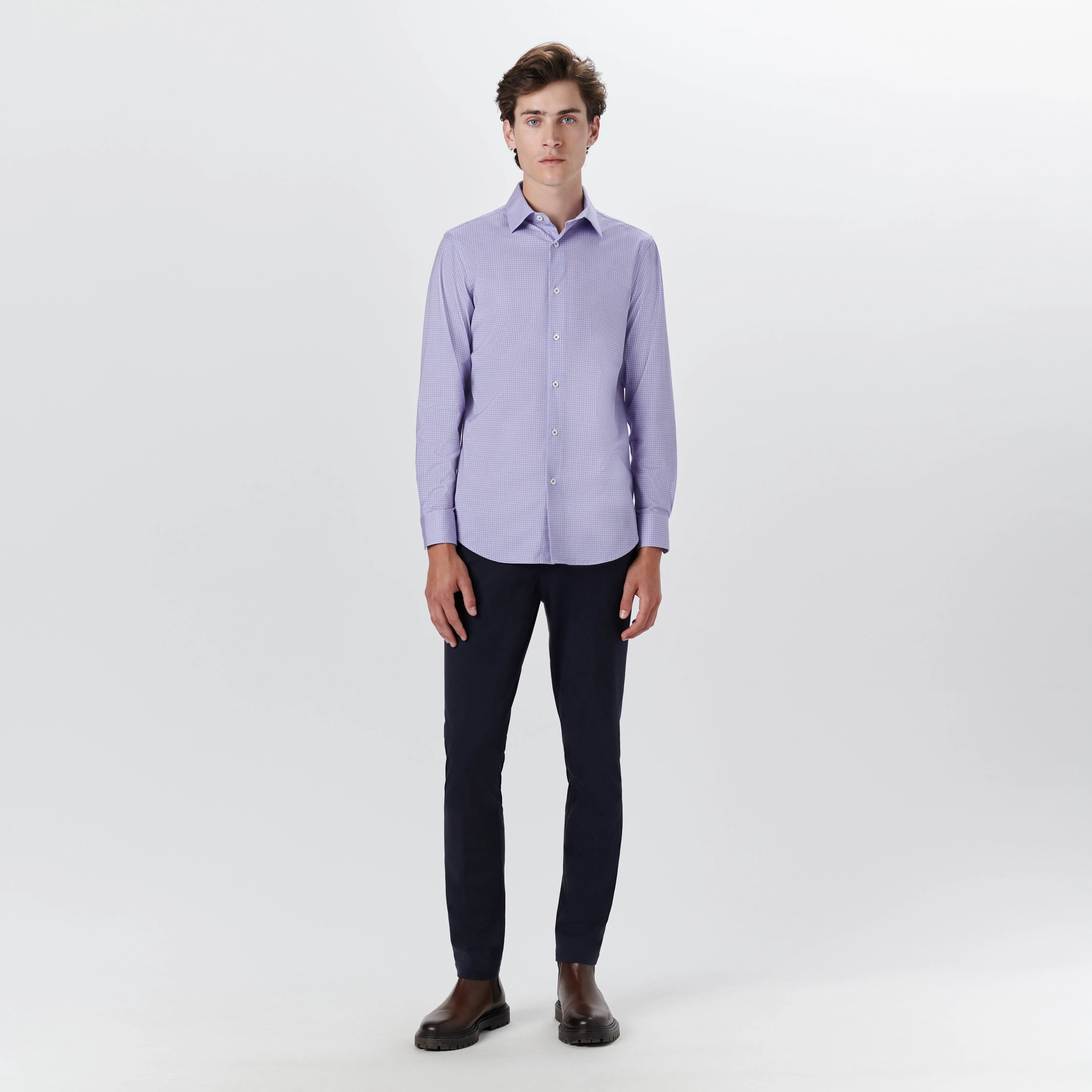 JAMES Mini Check OoohCotton Shirt sold by Bugatchi product image thumbnail 5