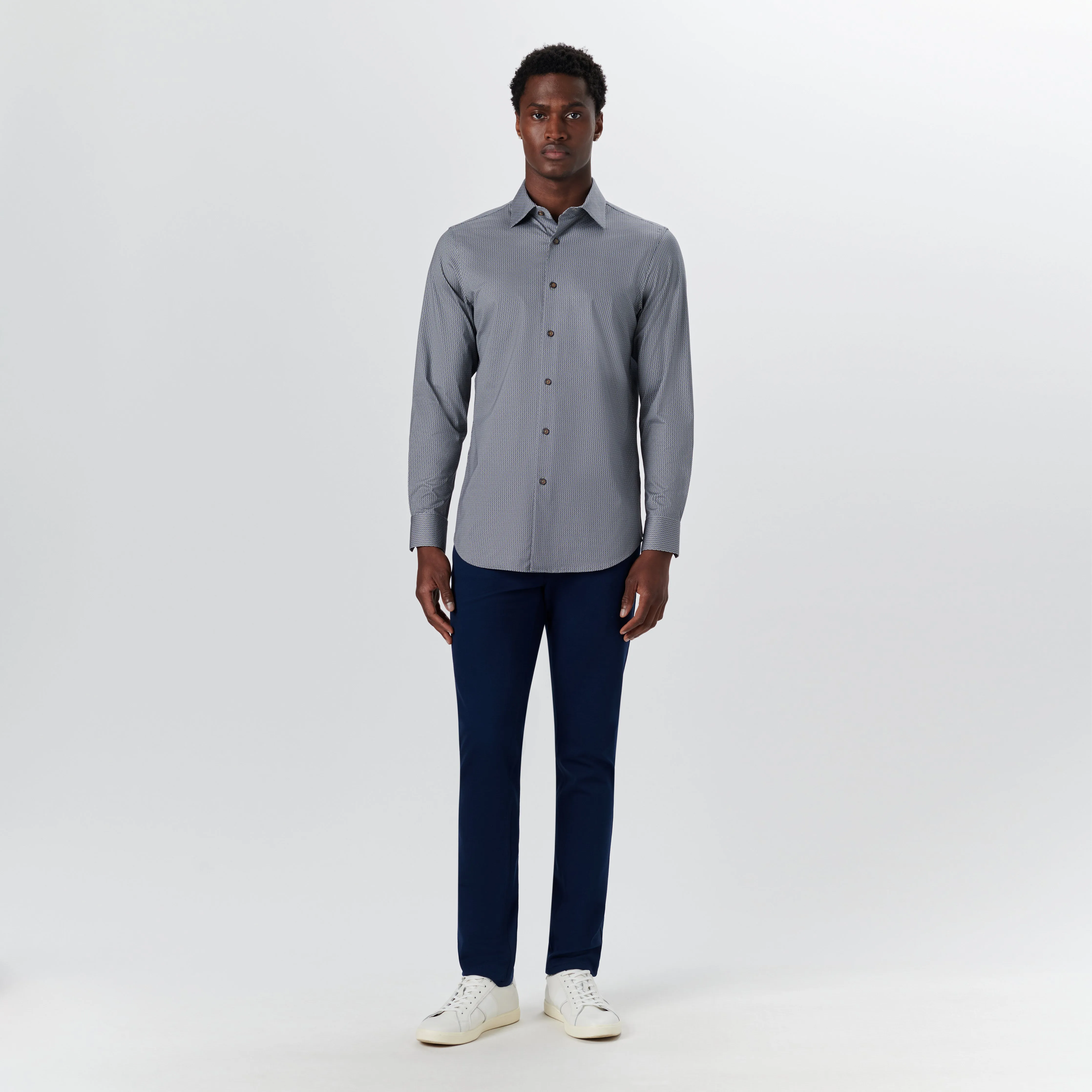 JAMES Pin Check and Stripe OoohCotton Shirt sold by Bugatchi product image thumbnail 5