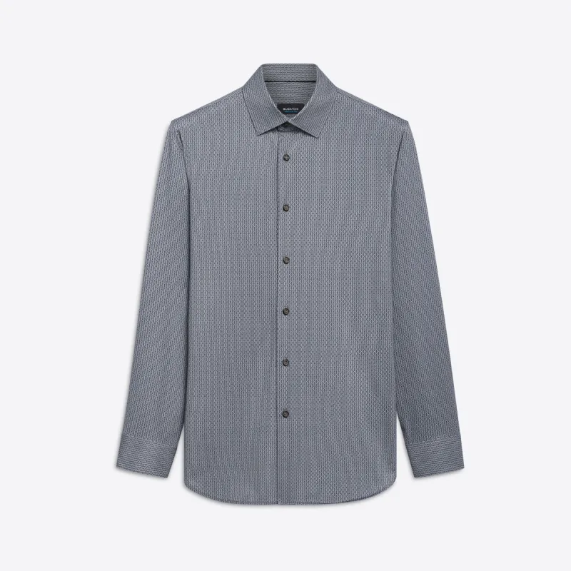JAMES Pin Check and Stripe OoohCotton Shirt sold by Bugatchi