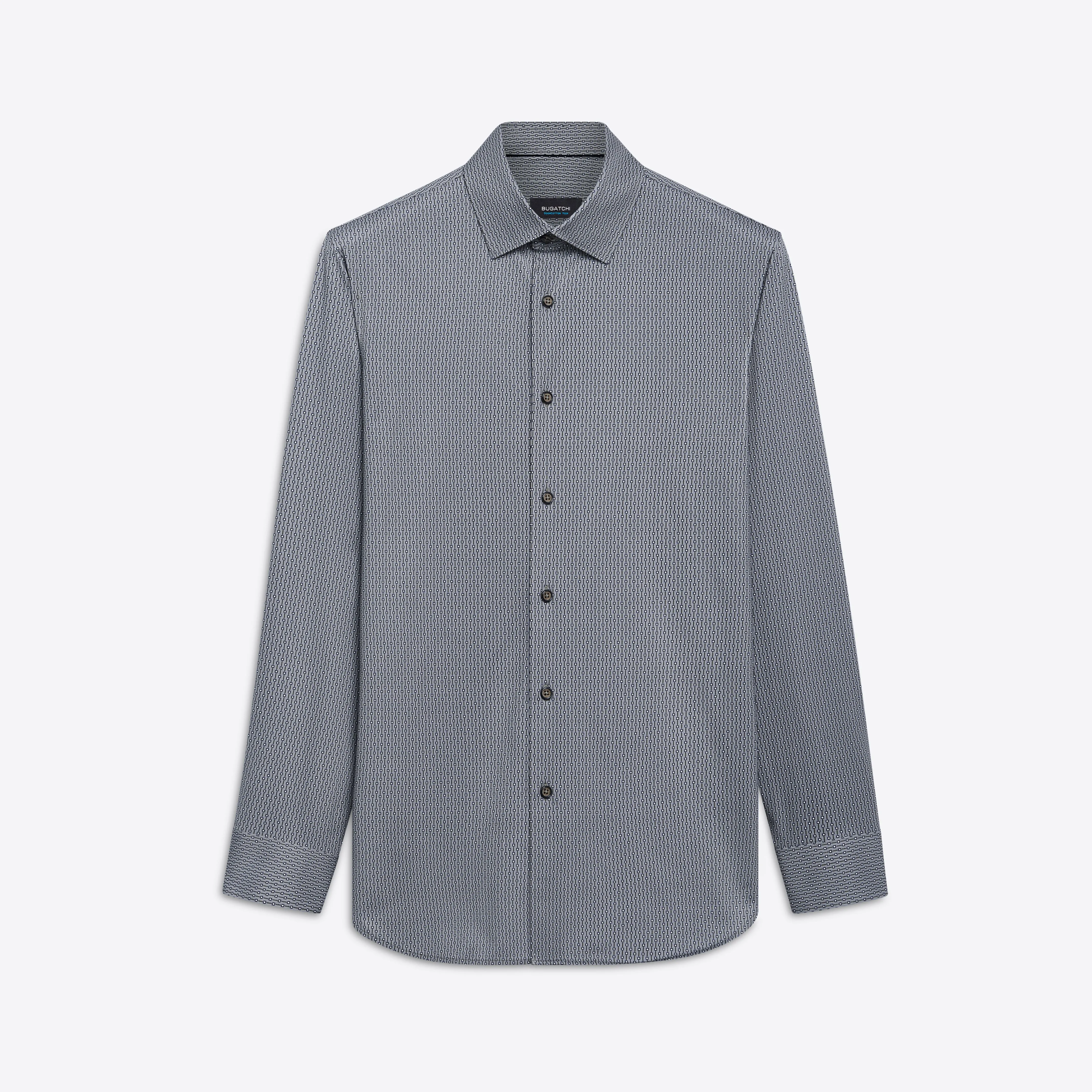 JAMES Pin Check and Stripe OoohCotton Shirt sold by Bugatchi