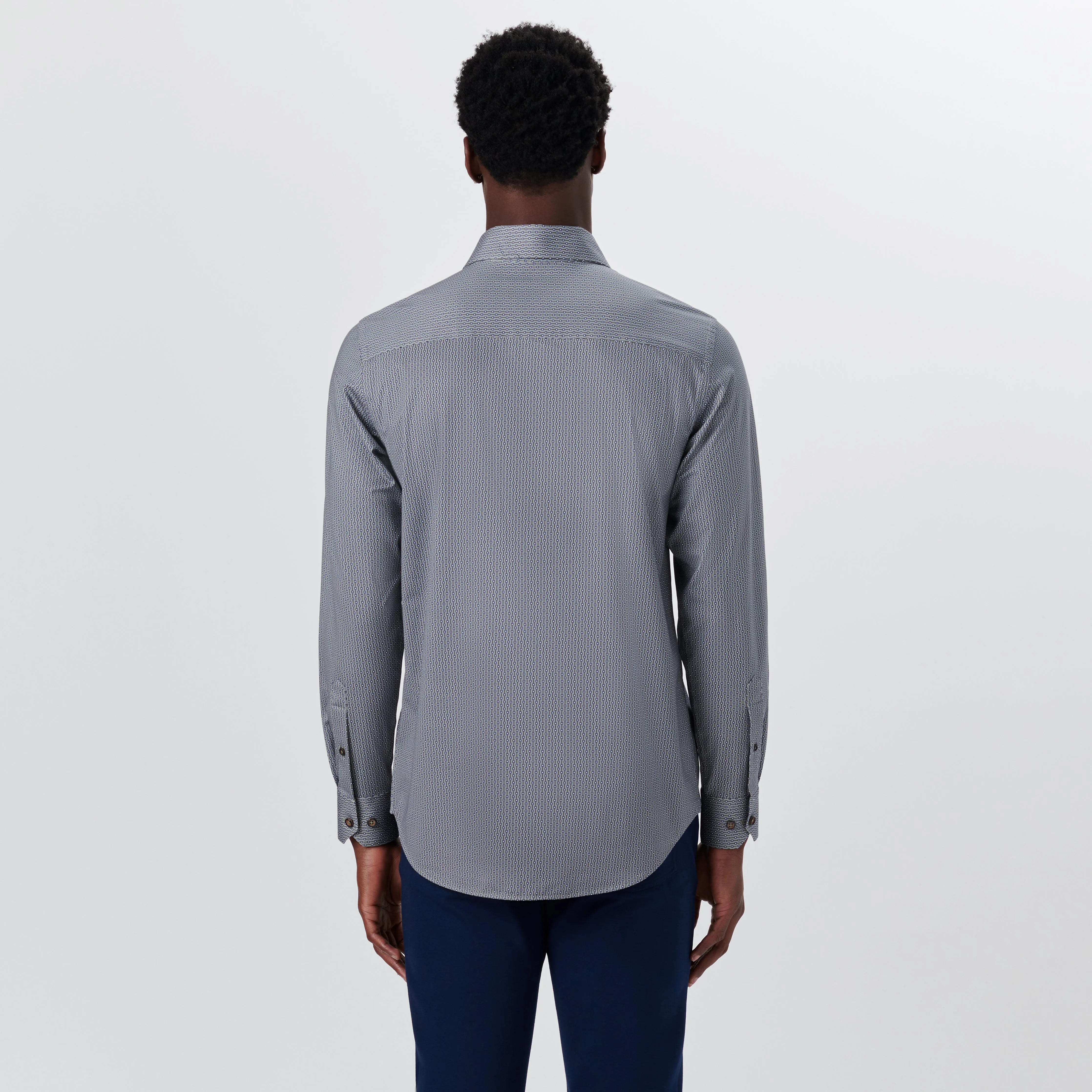 JAMES Pin Check and Stripe OoohCotton Shirt sold by Bugatchi product image thumbnail 4