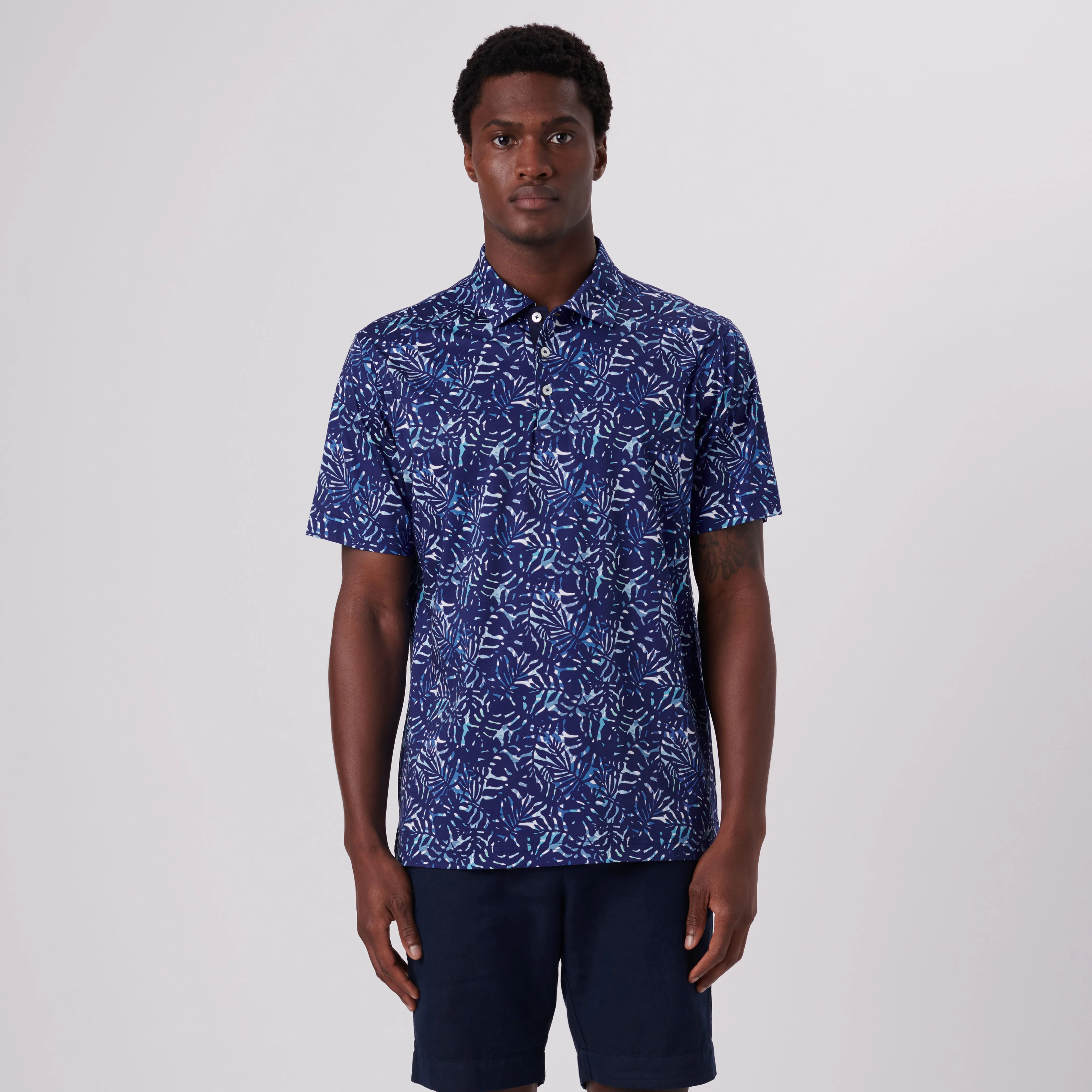 Hendrix Leaf Print Polo Shirt sold by Bugatchi product image thumbnail 2