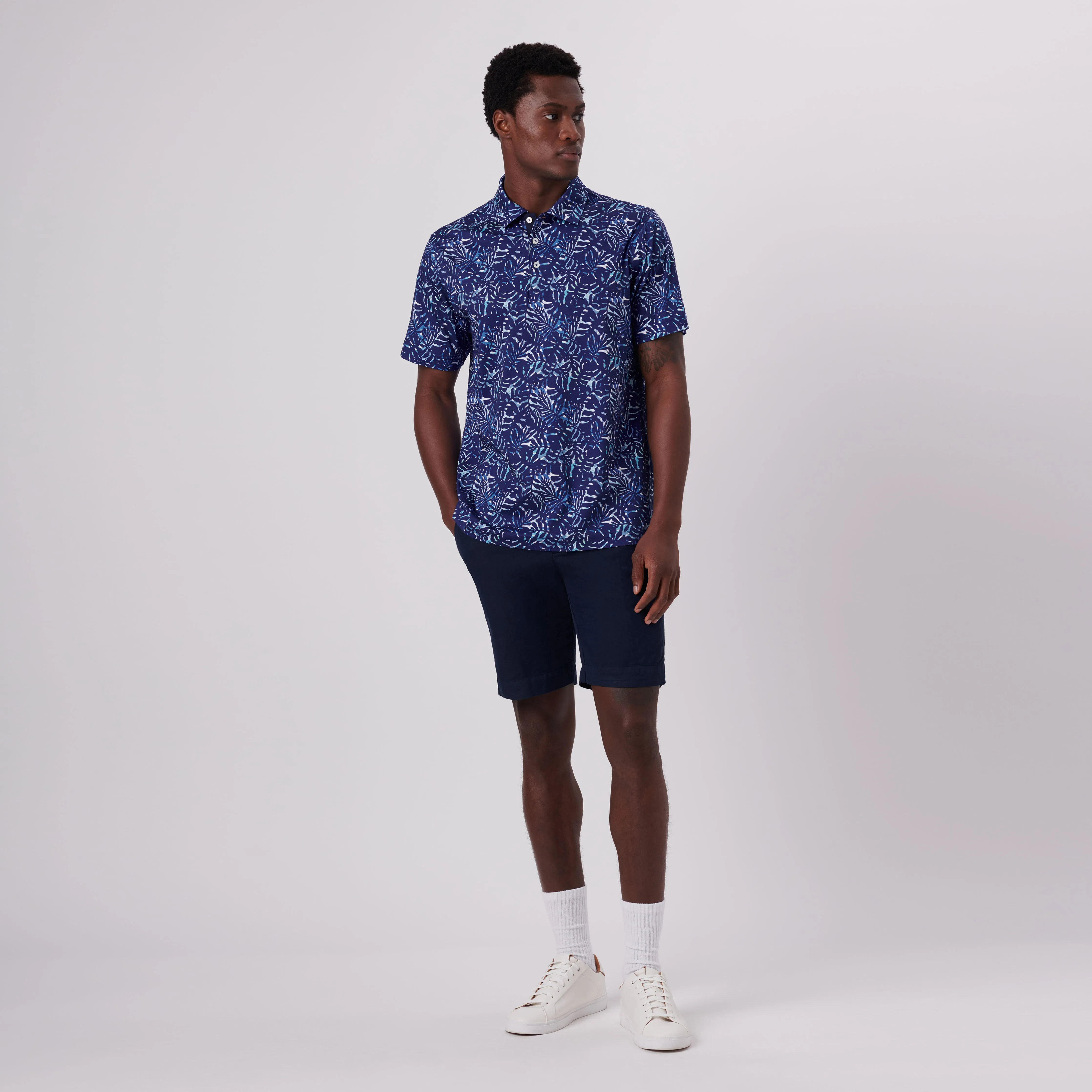 Hendrix Leaf Print Polo Shirt sold by Bugatchi product image thumbnail 5