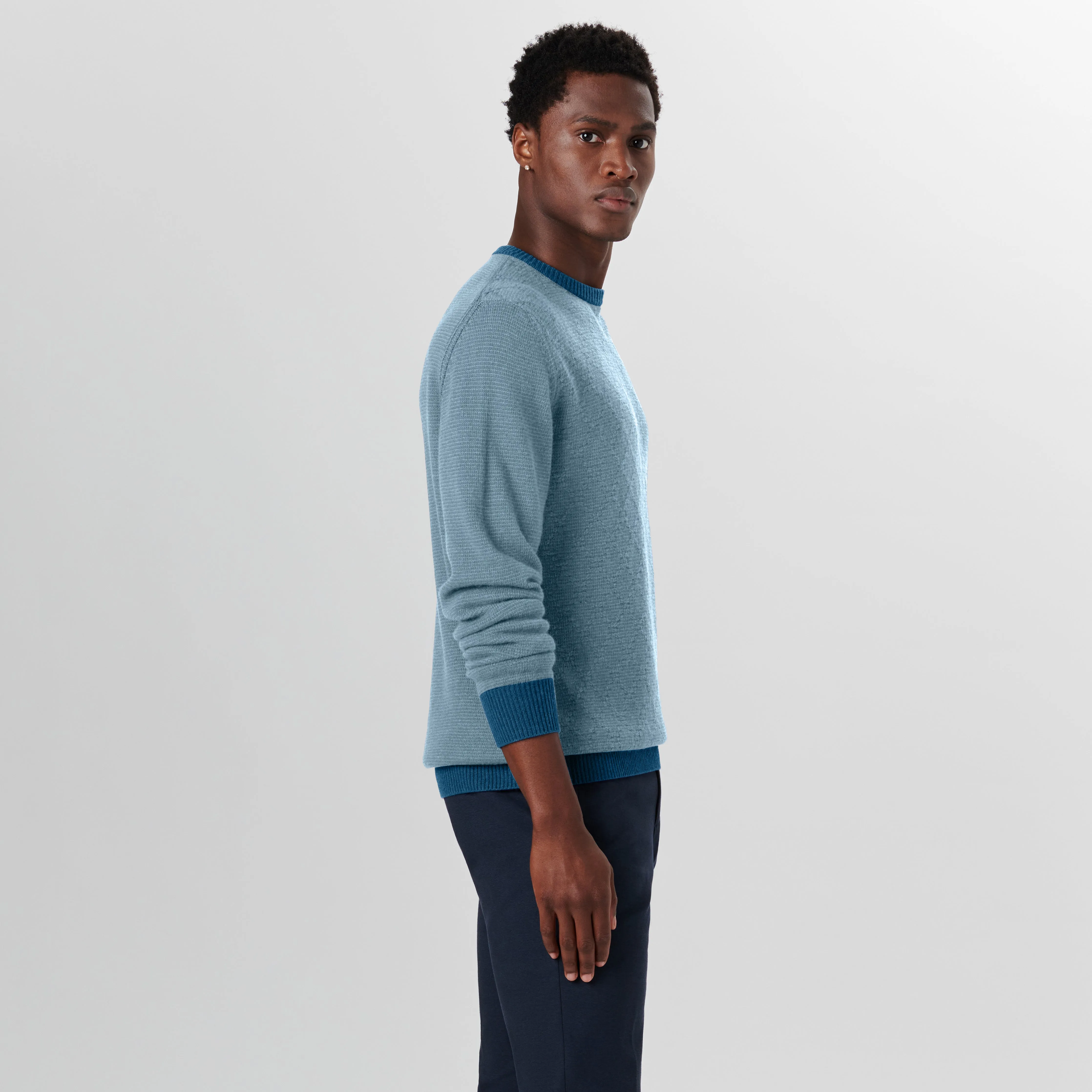 Crew Neck Diamond Check Sweater sold by Bugatchi product image thumbnail 3