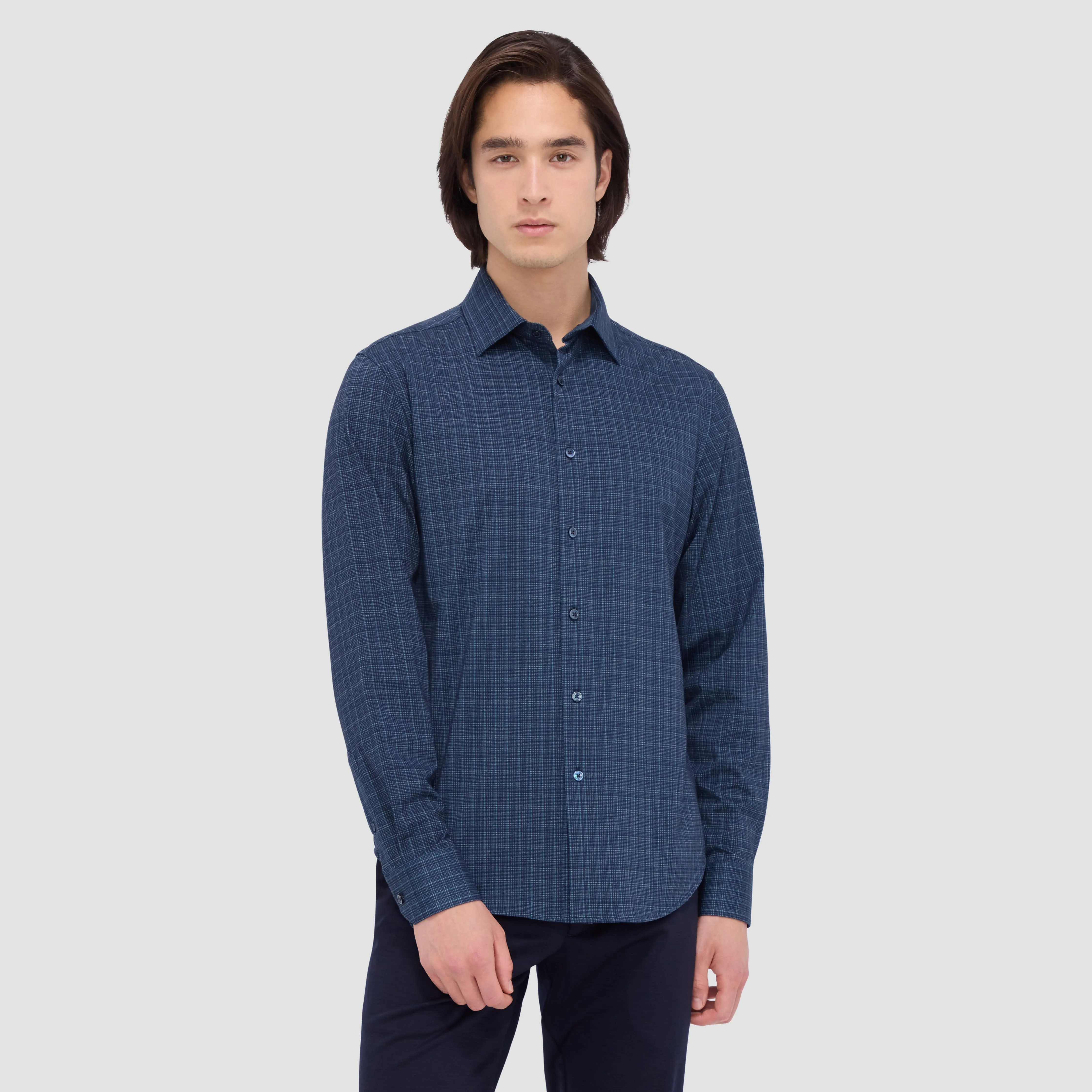 Jimmy Double Sided Plaid/Herringbone OoohCotton Shirt sold by Bugatchi product image thumbnail 4