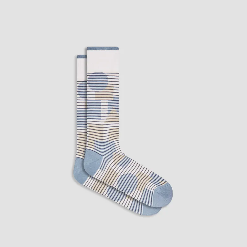 Striped Geometrical Mid-Calf Socks sold by Bugatchi