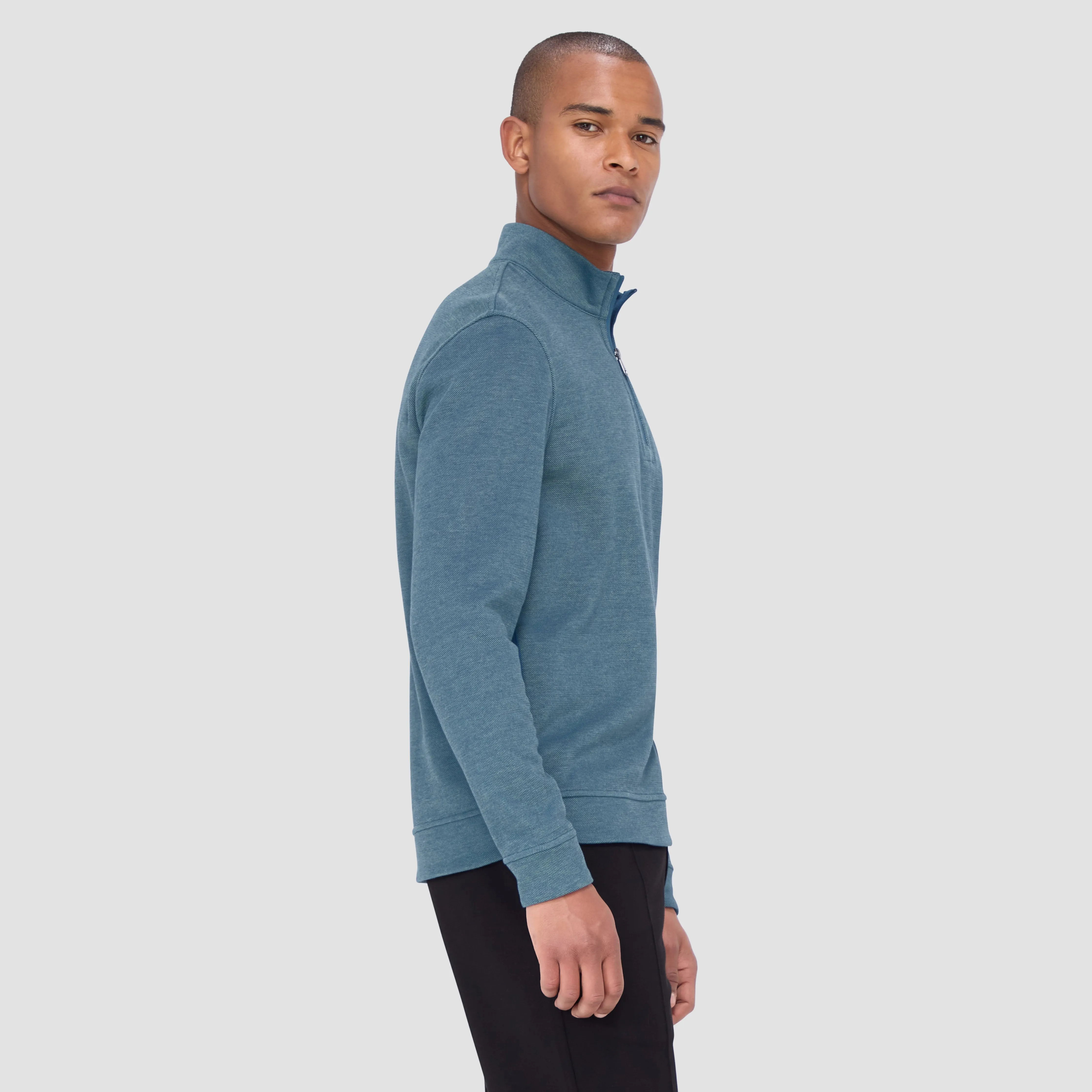 Reversible Pique/Fishermen Knit Quarter-Zip Pullover sold by Bugatchi product image thumbnail 3