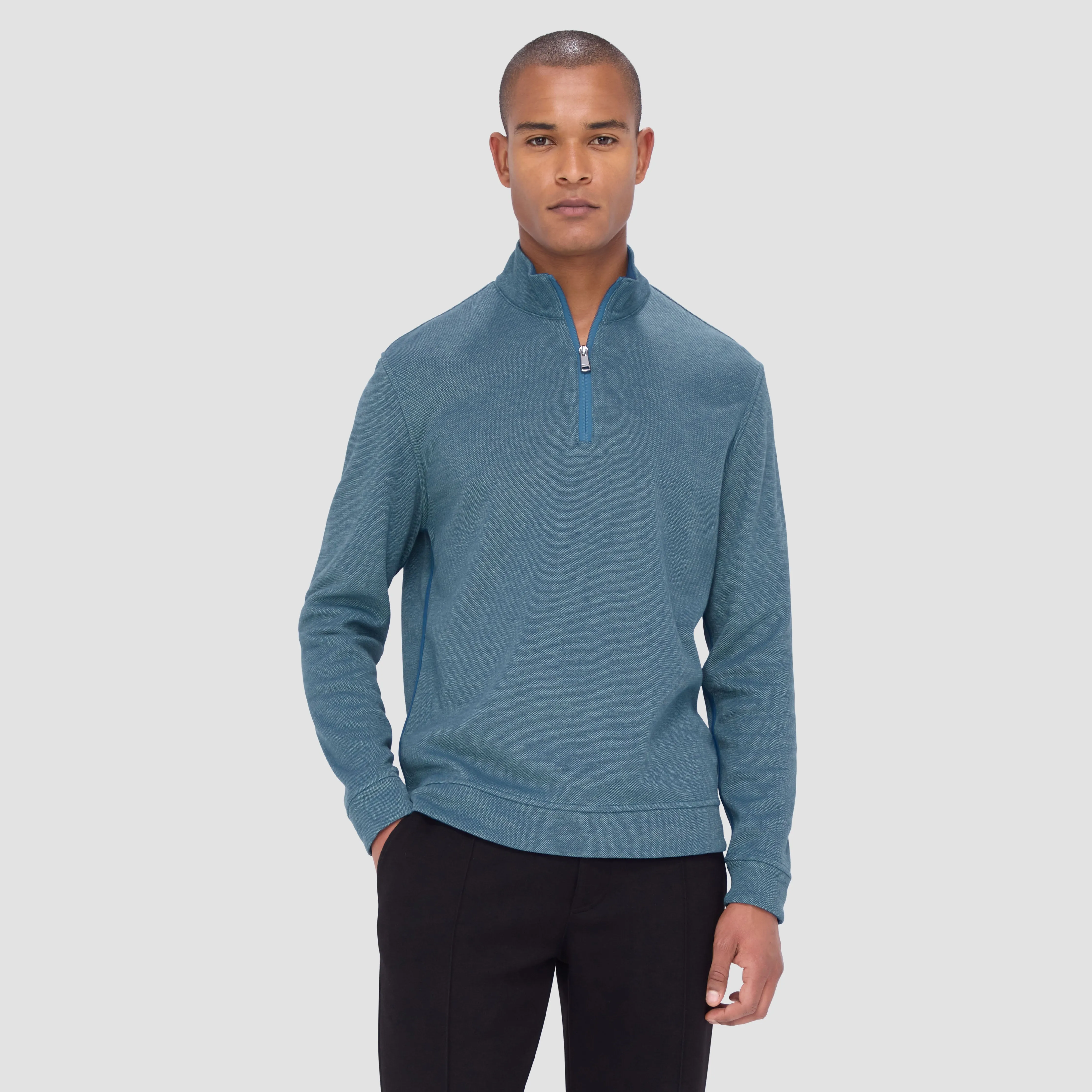 Reversible Pique/Fishermen Knit Quarter-Zip Pullover sold by Bugatchi product image thumbnail 2