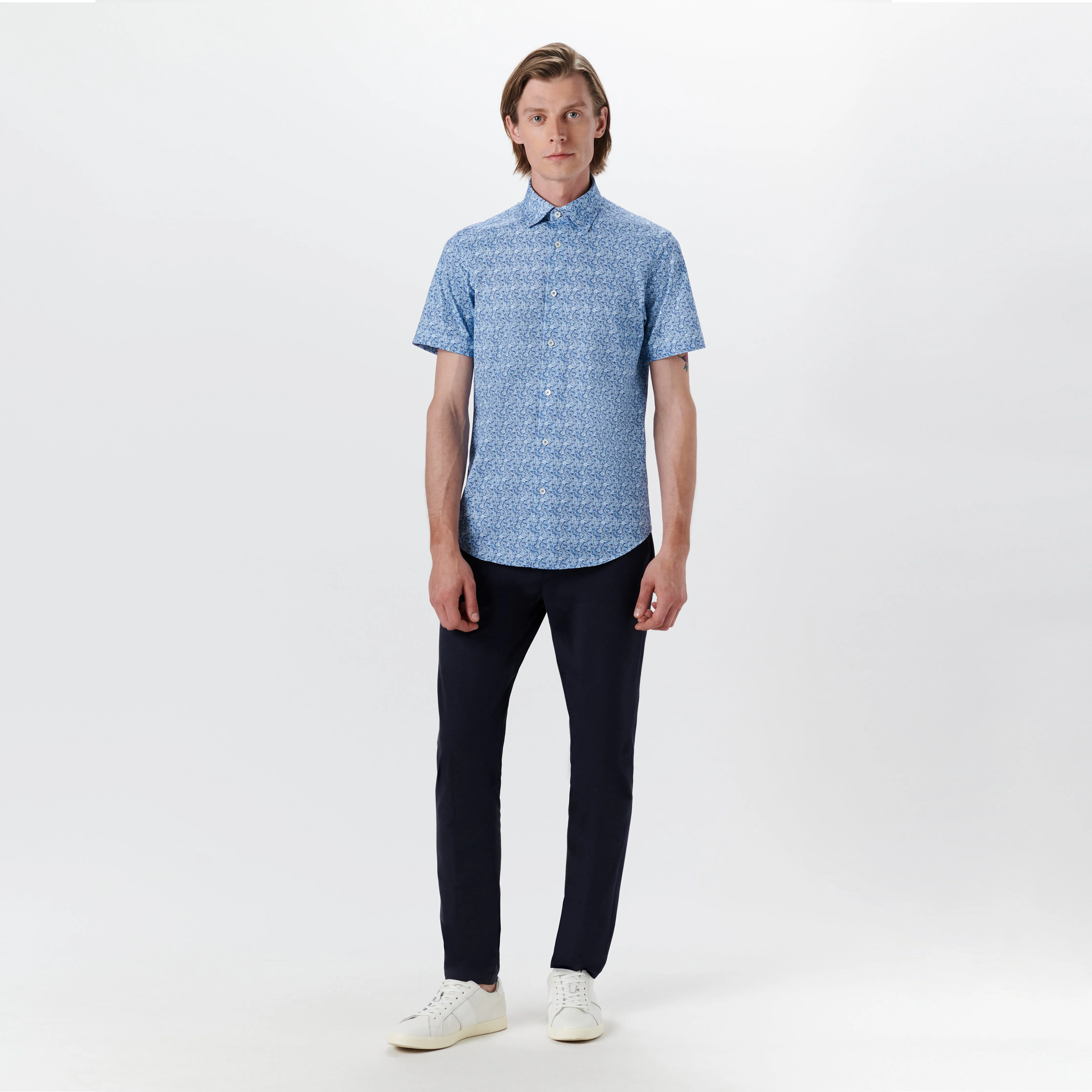 MILES Leaf Print OoohCotton Short Sleeve Shirt sold by Bugatchi product image thumbnail 5