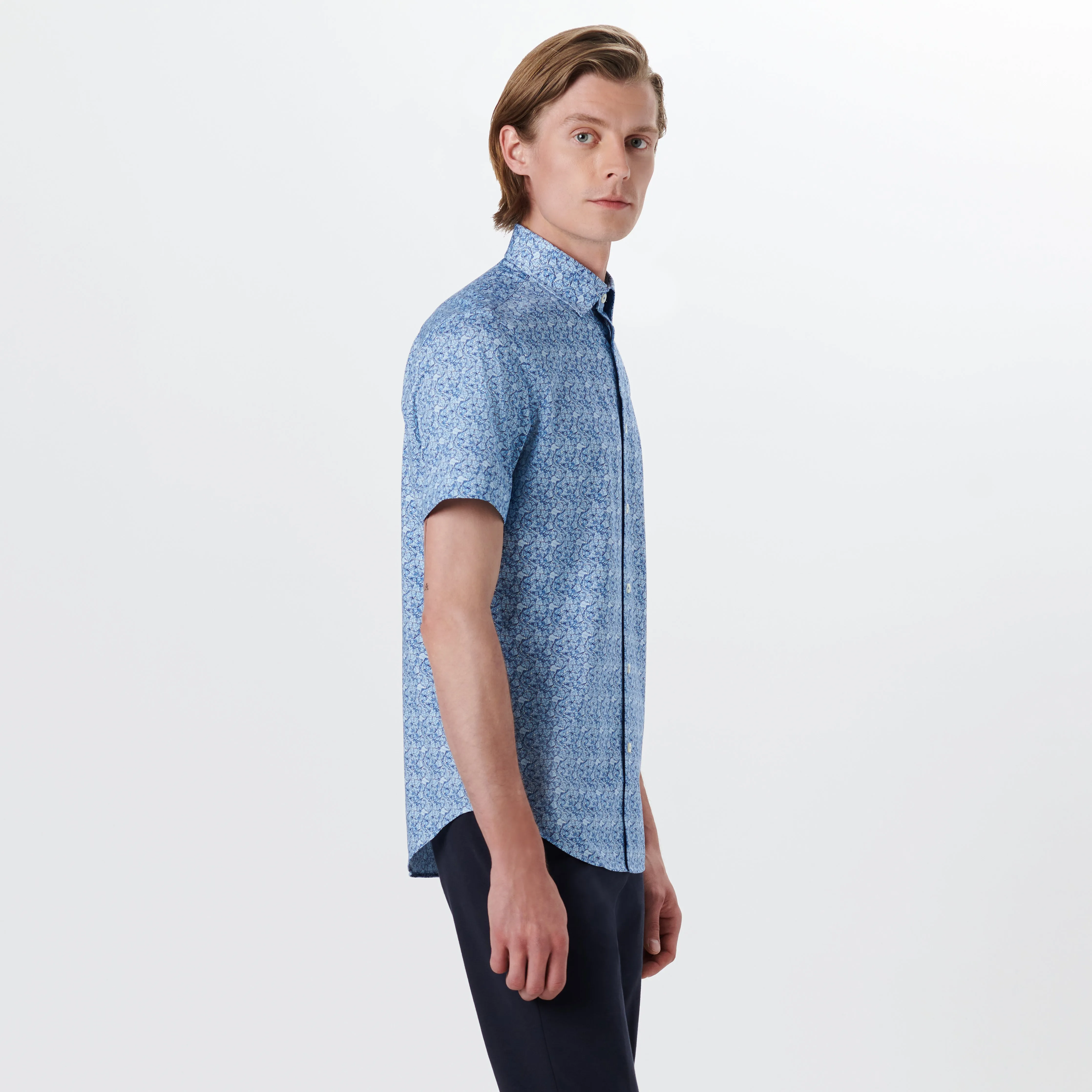 MILES Leaf Print OoohCotton Short Sleeve Shirt sold by Bugatchi product image thumbnail 3
