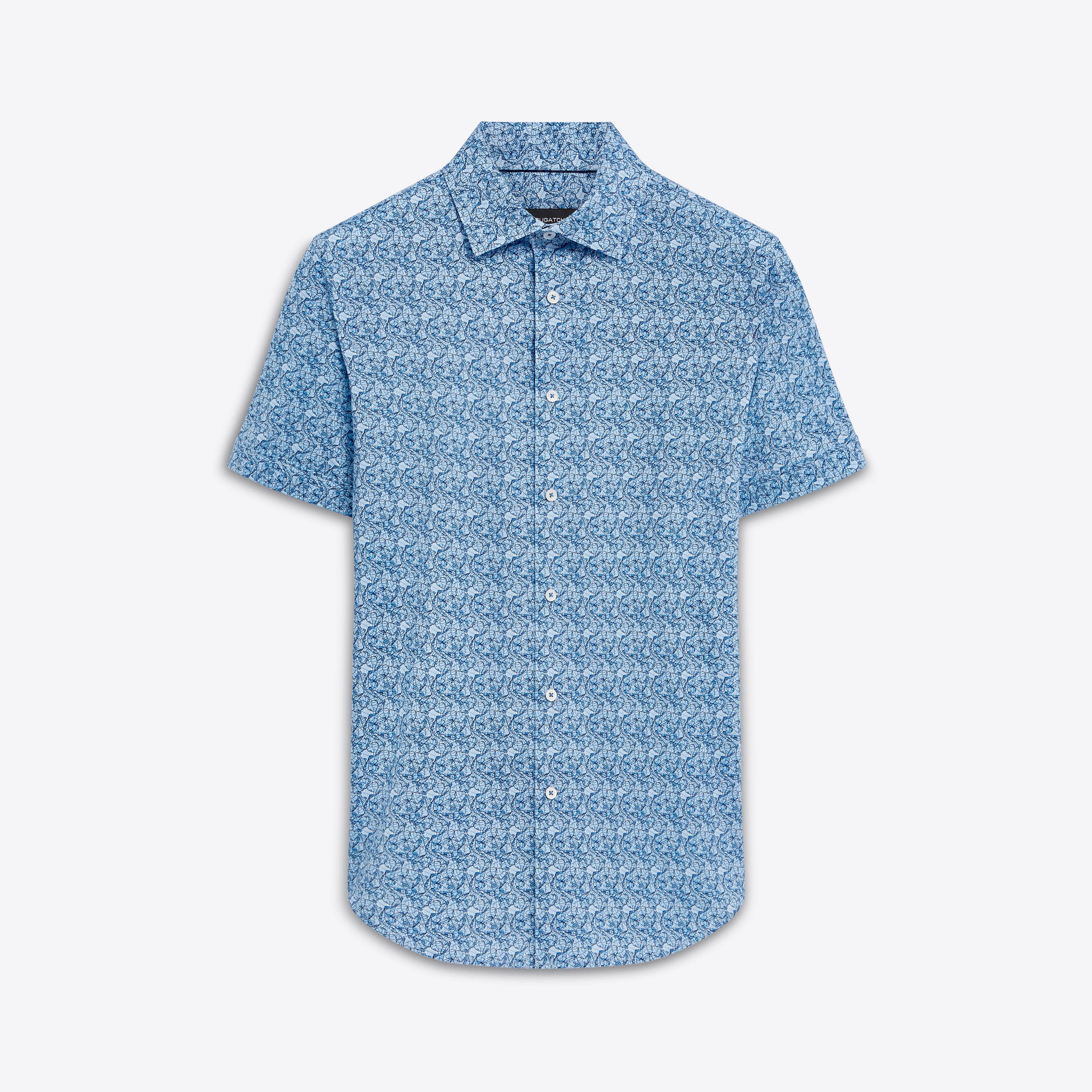 MILES Leaf Print OoohCotton Short Sleeve Shirt sold by Bugatchi