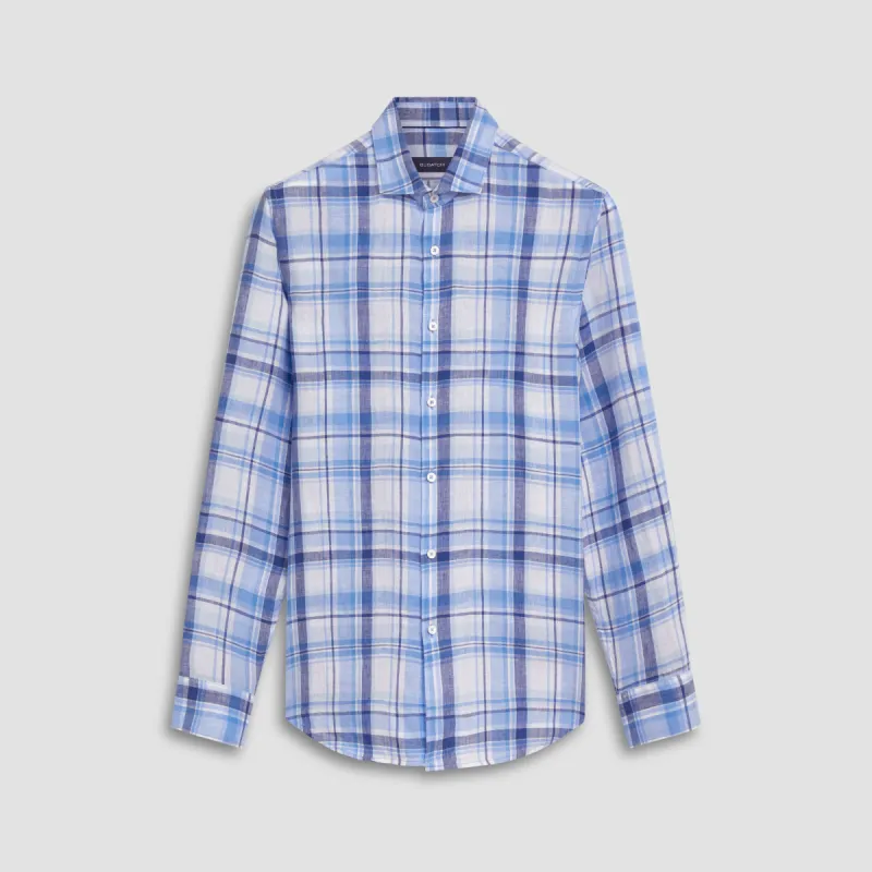 Axel Plaid Check Linen Shirt sold by Bugatchi