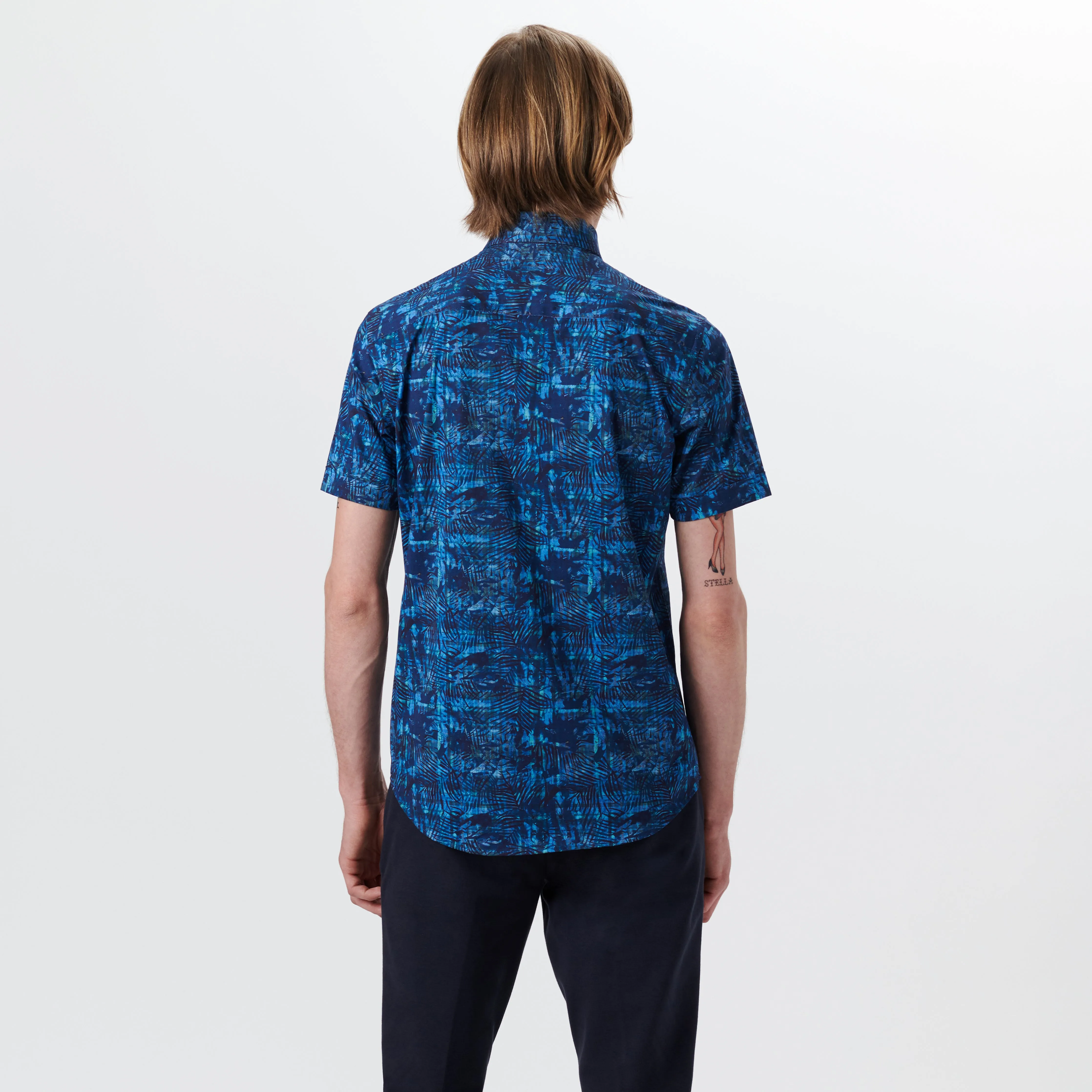 Miles Leaf Print OoohCotton Short Sleeve Shirt sold by Bugatchi product image thumbnail 4