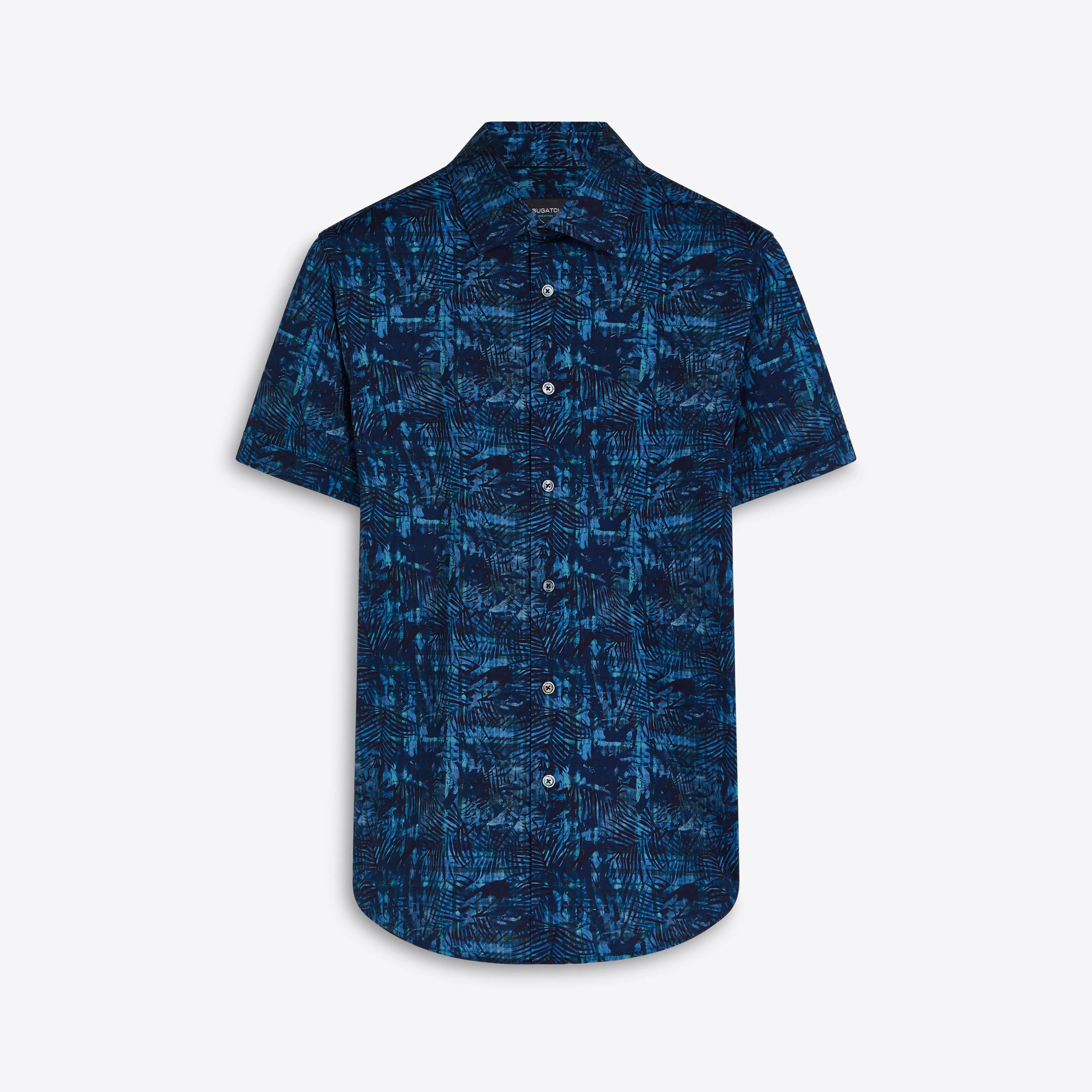 Miles Leaf Print OoohCotton Short Sleeve Shirt sold by Bugatchi