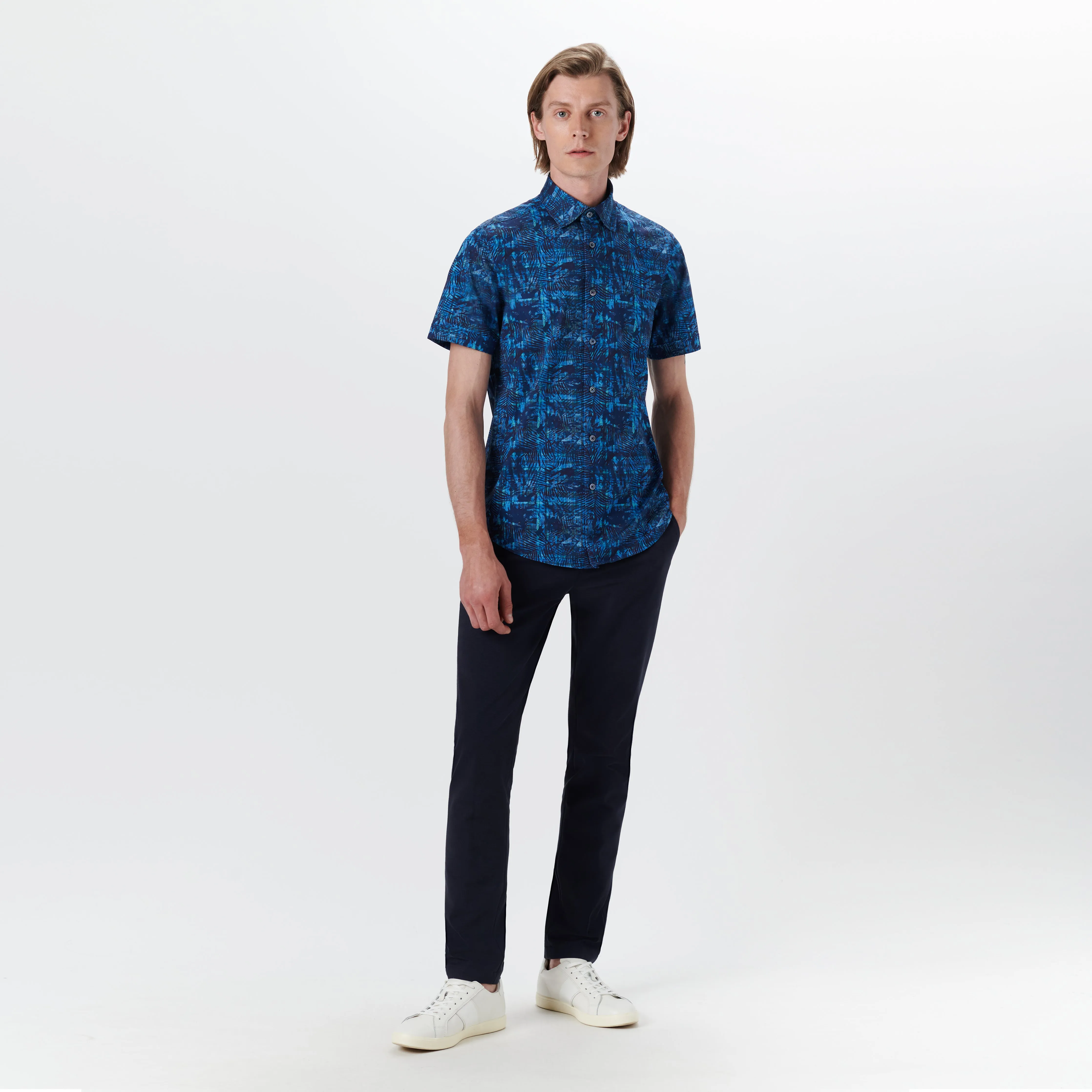 Miles Leaf Print OoohCotton Short Sleeve Shirt sold by Bugatchi product image thumbnail 5