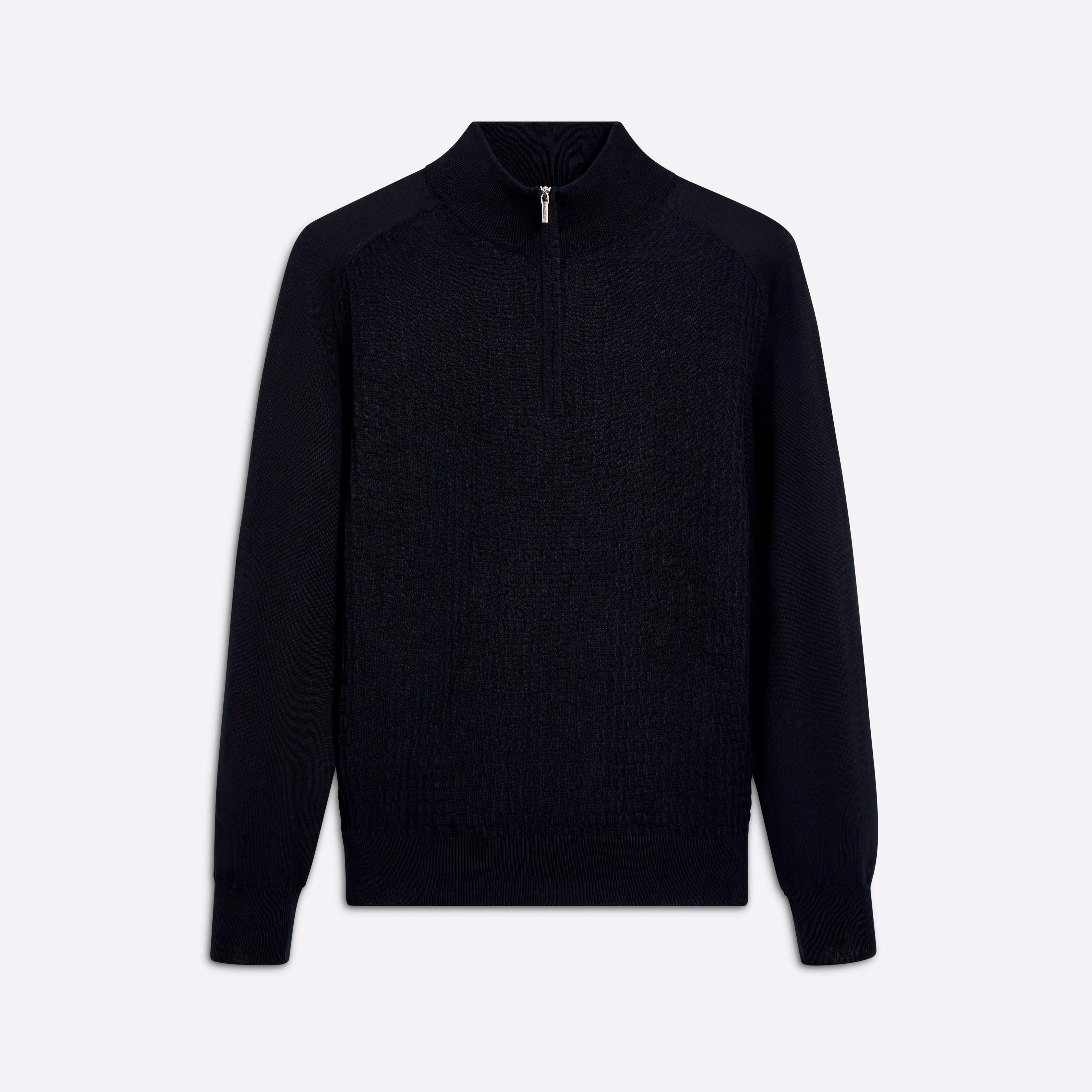 Basketweave Quarter Zip Mock Neck Sweater sold by Bugatchi