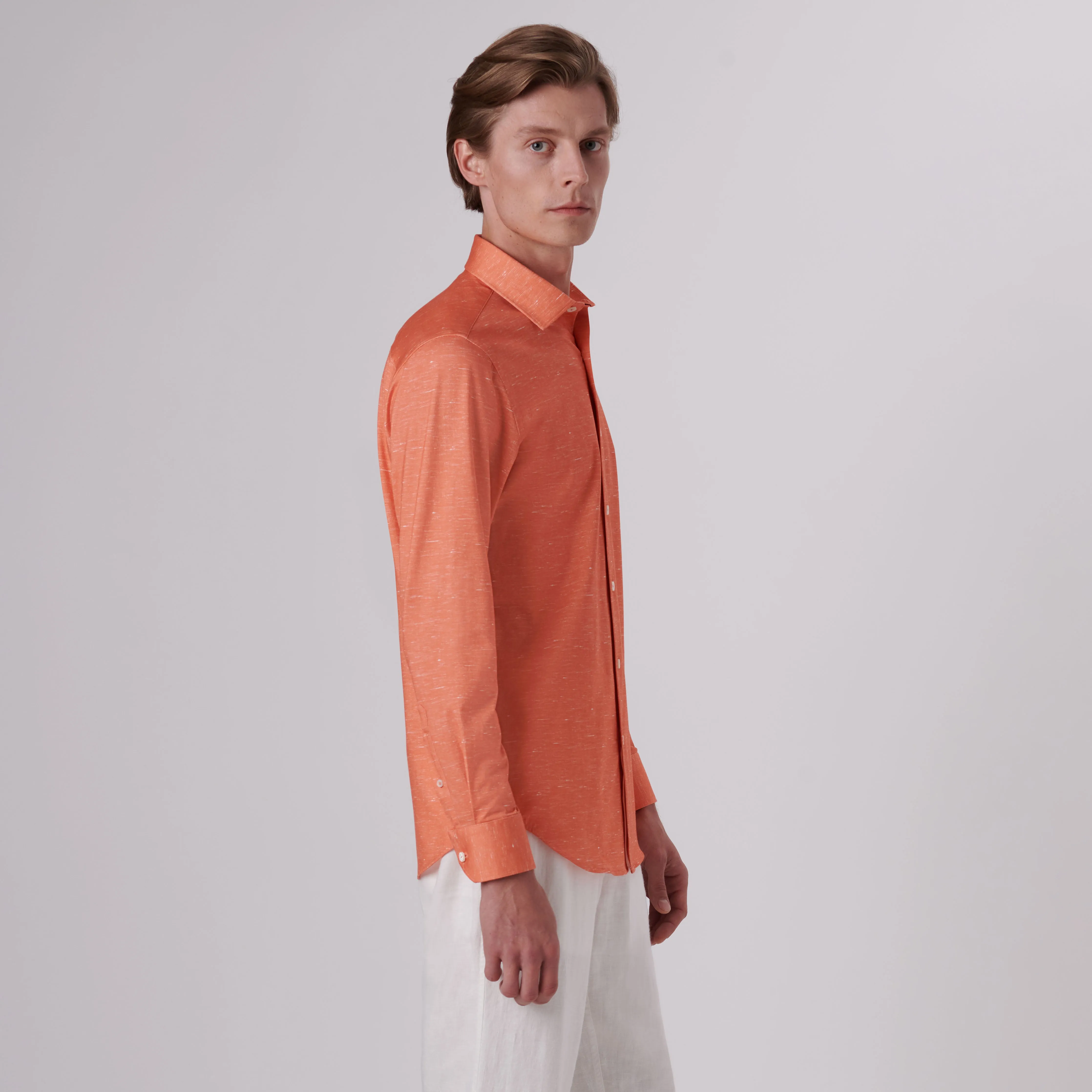 JAMES Heather Print OoohCotton Shirt sold by Bugatchi product image thumbnail 3