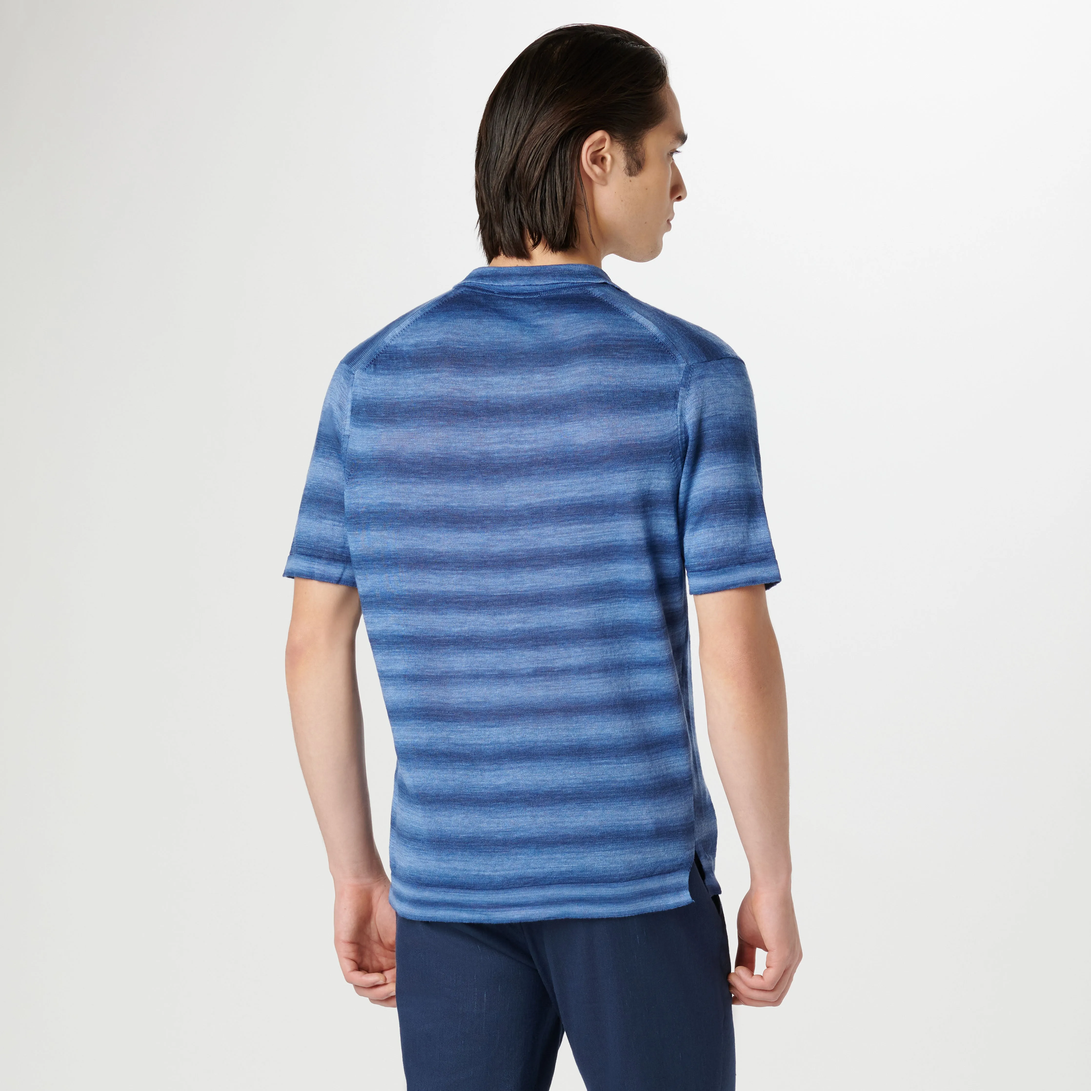 Heather Striped Short Sleeved Johnny Sweater sold by Bugatchi product image thumbnail 4