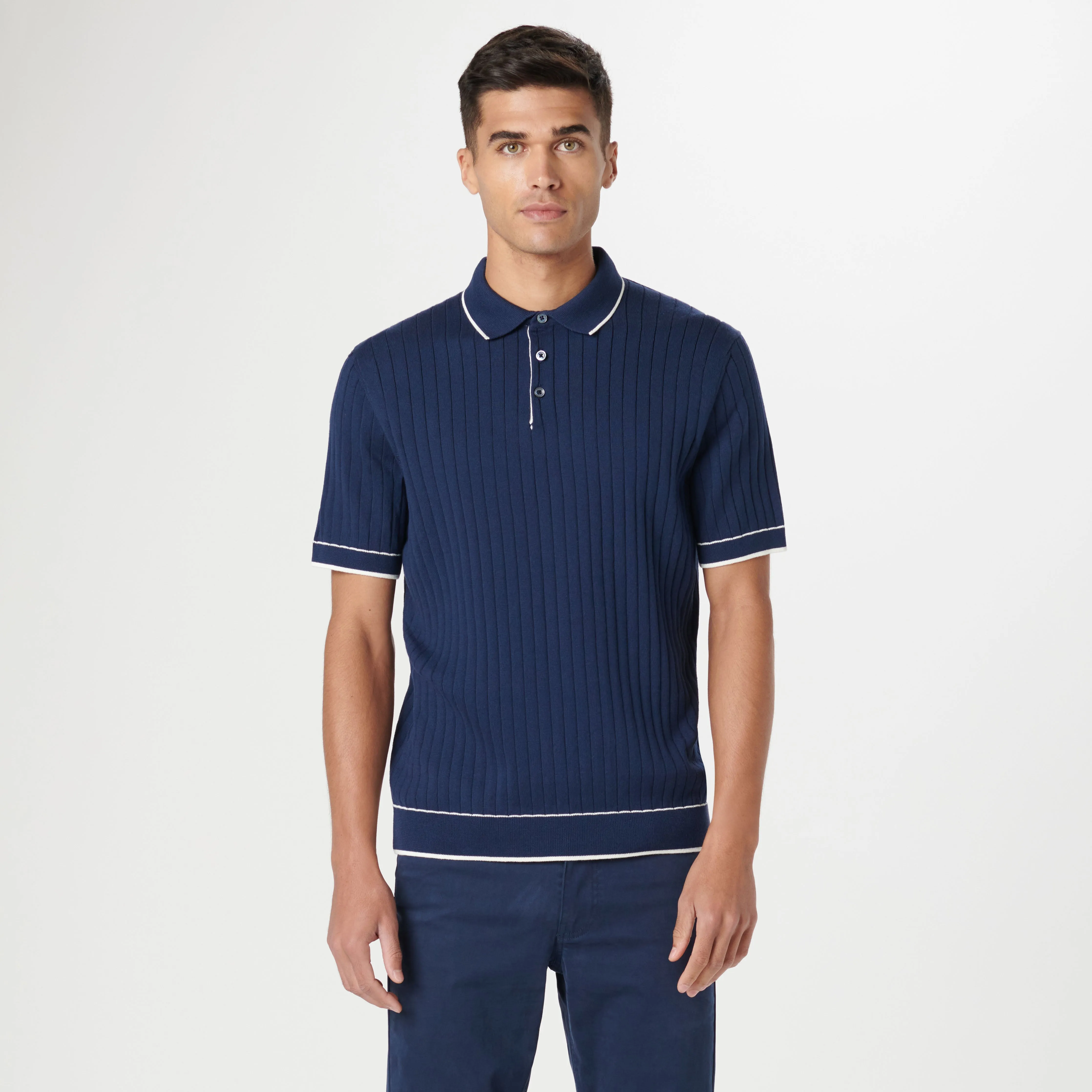 Rib Stitch Short Sleeve Polo Sweater sold by Bugatchi product image thumbnail 2