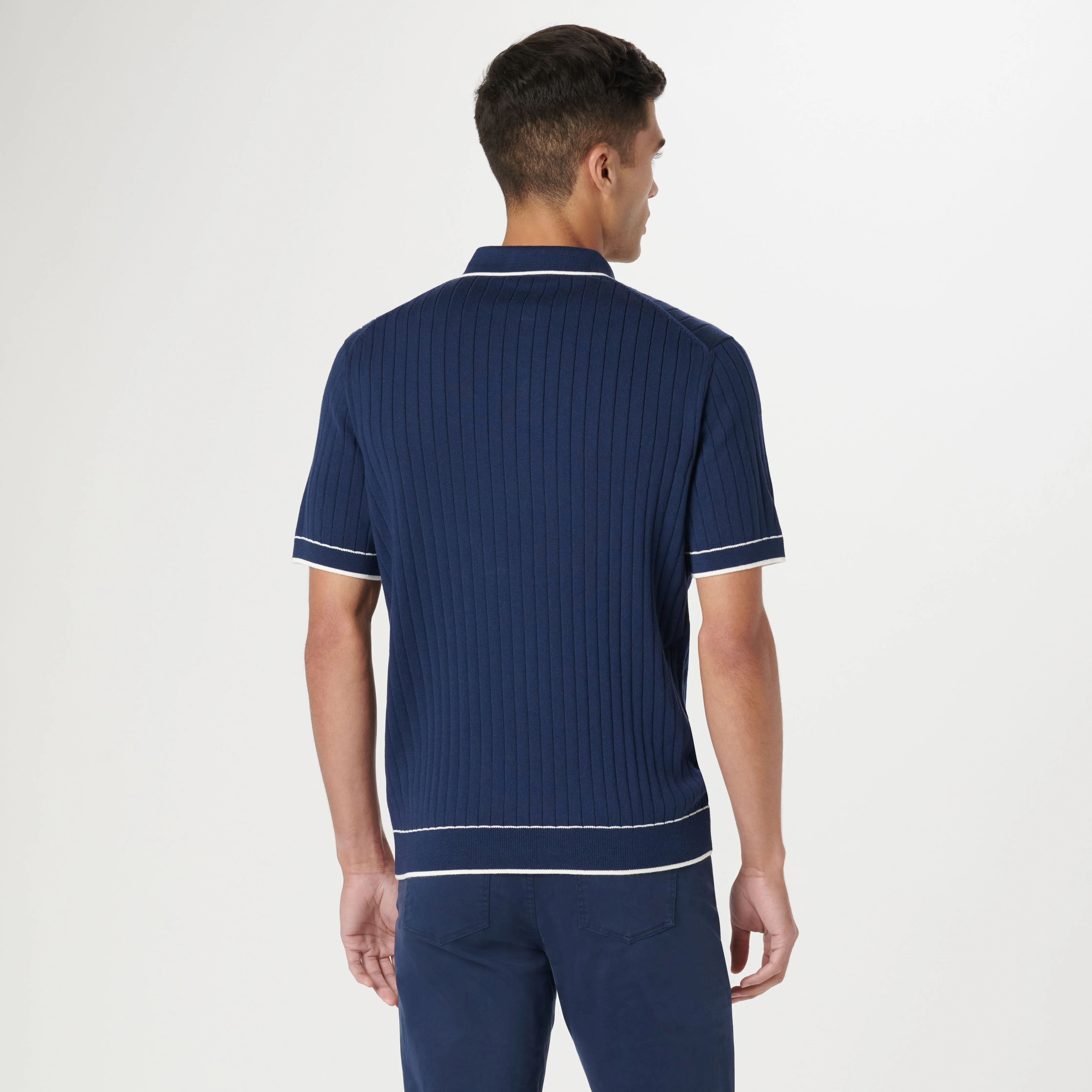 Rib Stitch Short Sleeve Polo Sweater sold by Bugatchi product image thumbnail 4