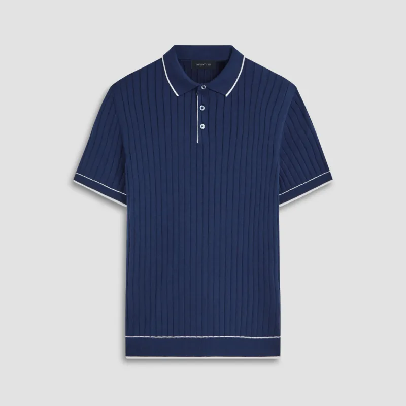 Rib Stitch Short Sleeve Polo Sweater sold by Bugatchi