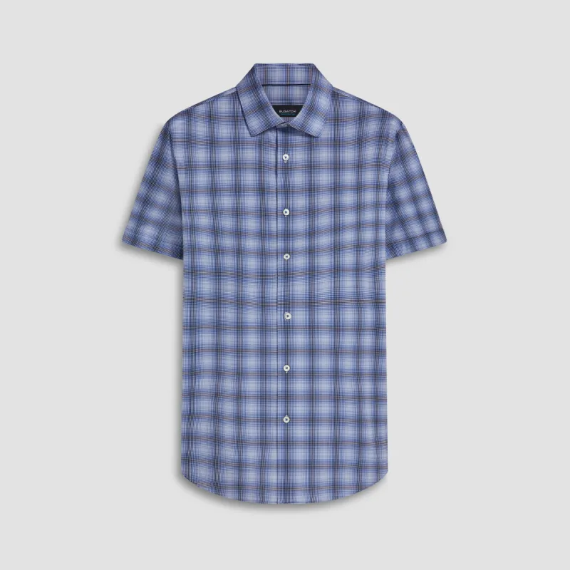 Miles Dupplin Check Print OoohCotton Short Sleeve Shirt sold by Bugatchi