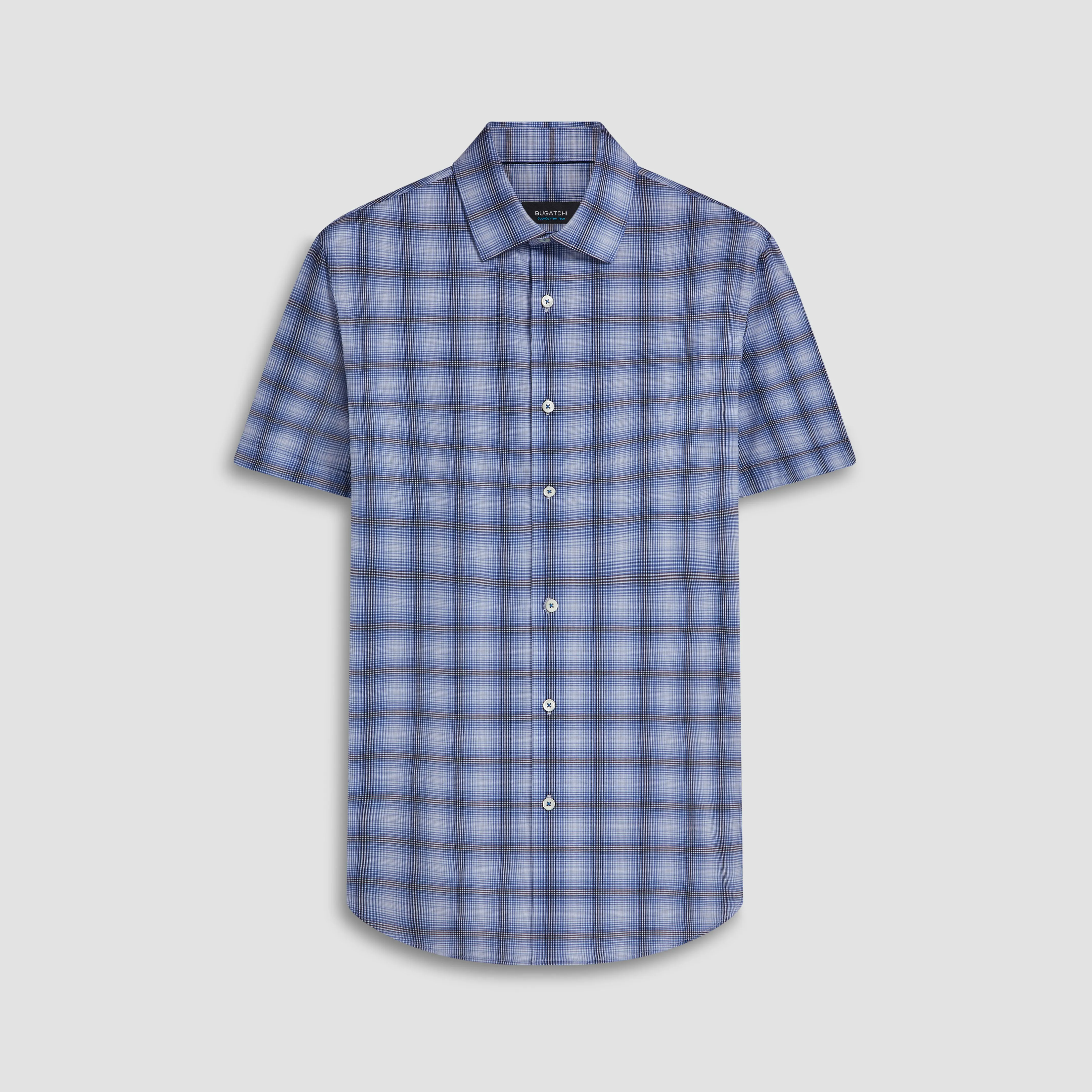 Miles Dupplin Check Print OoohCotton Short Sleeve Shirt sold by Bugatchi