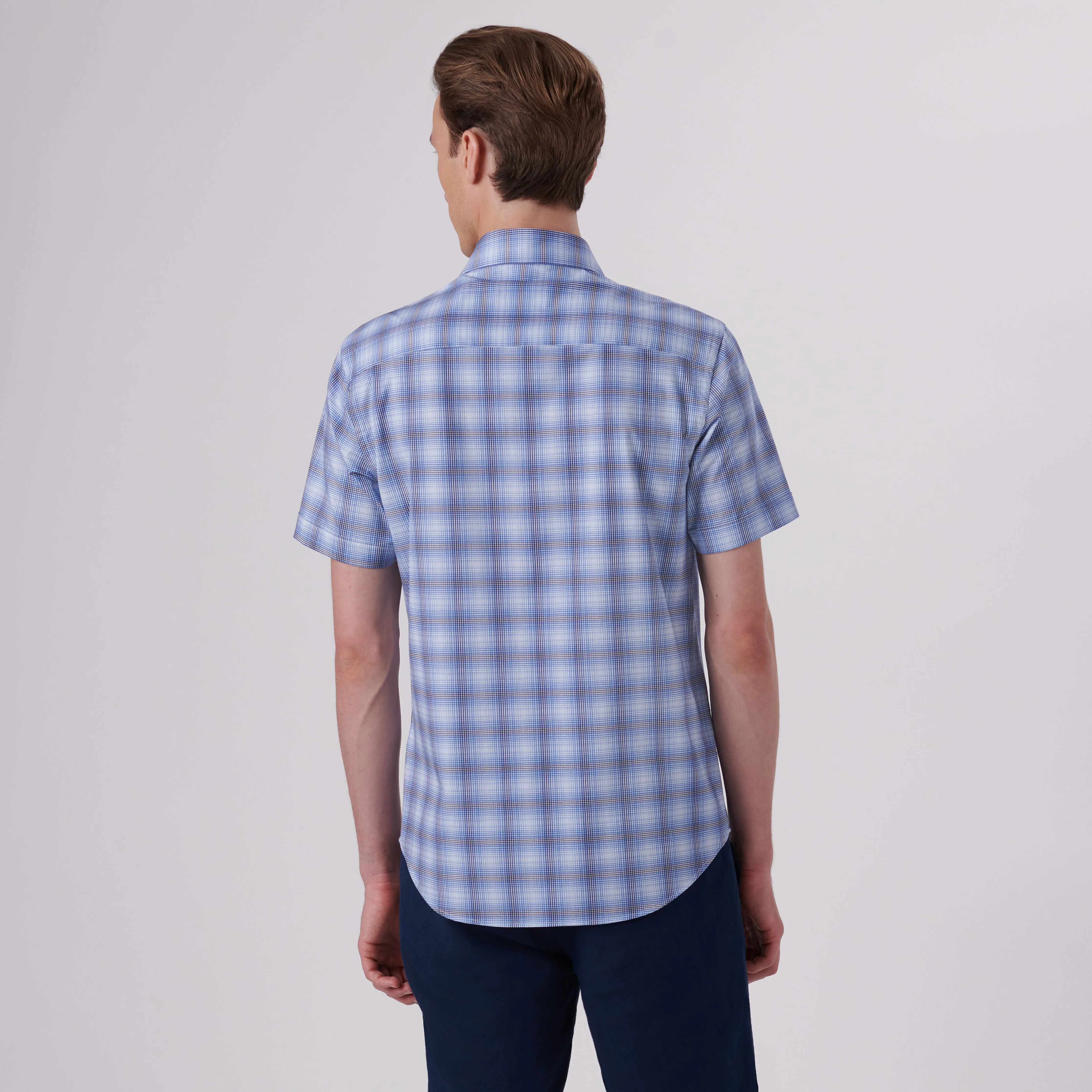 Miles Dupplin Check Print OoohCotton Short Sleeve Shirt sold by Bugatchi product image thumbnail 4